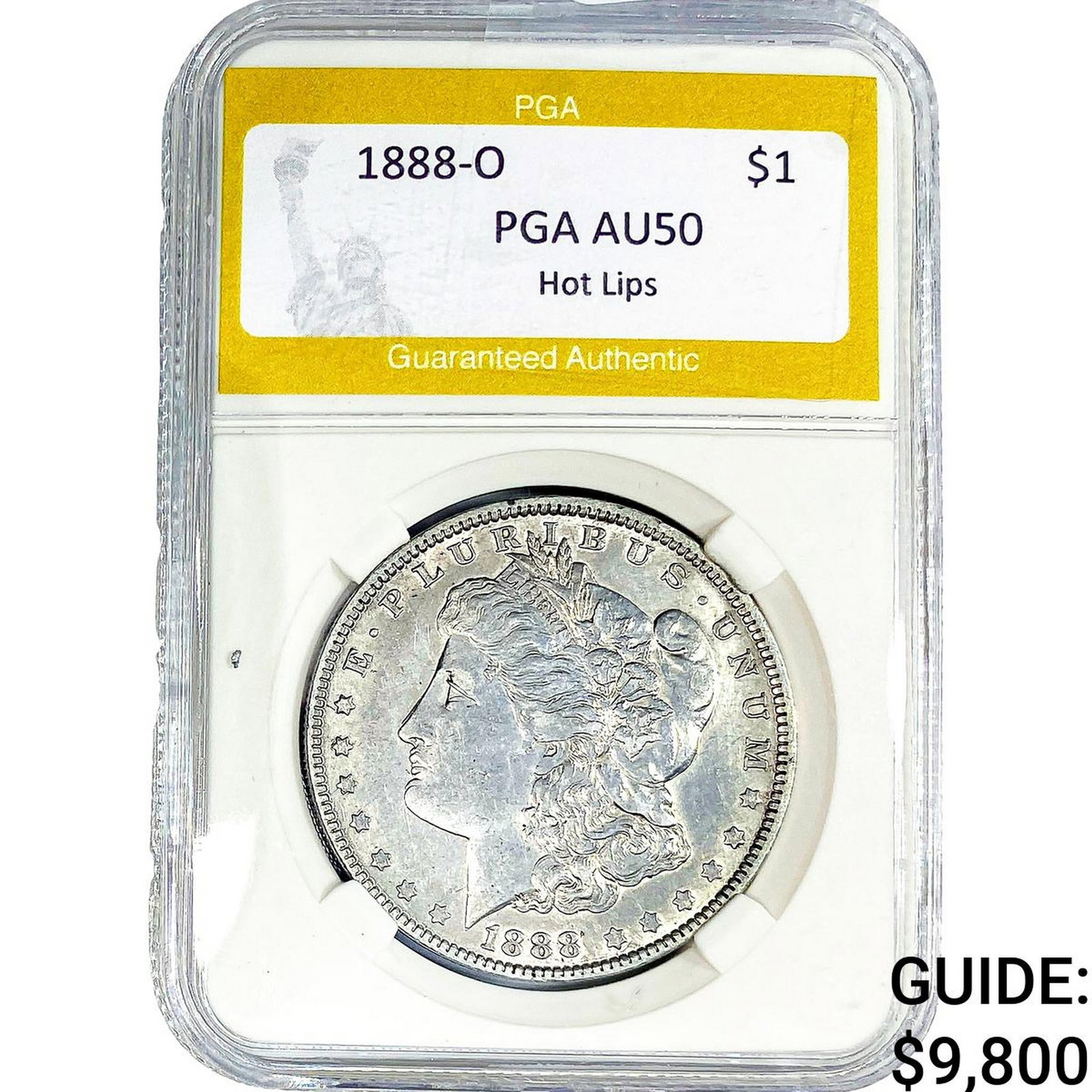 1888-O Morgan Silver Dollar PGA AU50 Hot Lips (1 of 2)