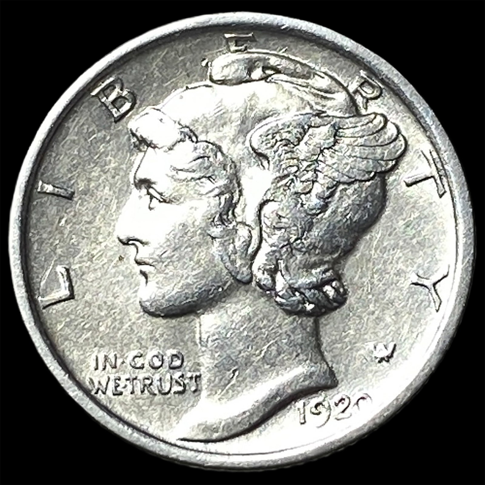 1920-S Silver Mercury Dime CLOSELY UNCIRCULATED: 1920-S Silver Mercury Dime CLOSELY UNCIRCULATED