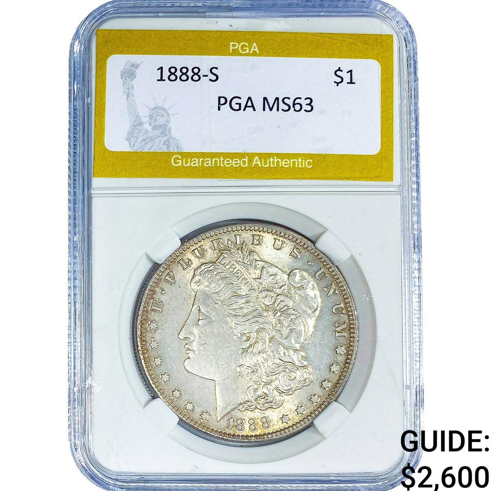 1888-S Morgan Silver Dollar PGA MS63: 1888-S Morgan Silver Dollar PGA MS63