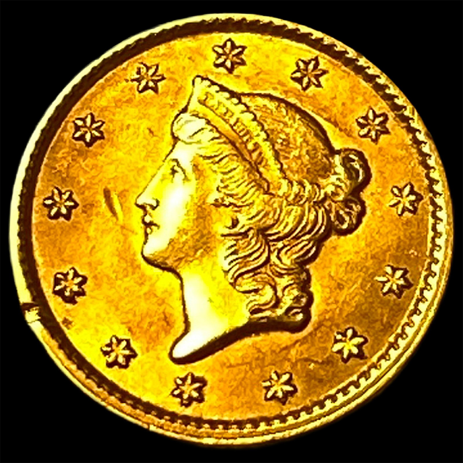 1851 Gold $1 Type 1 CLOSELY UNCIRCULATED: 1851 Gold $1 Type 1 CLOSELY UNCIRCULATED
