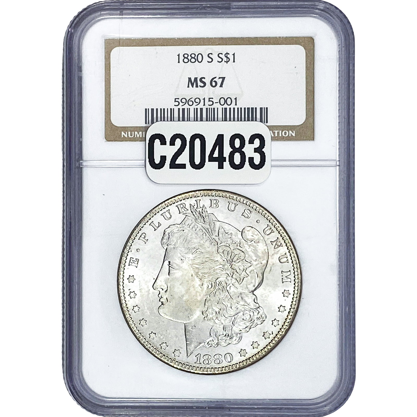 1880-S Morgan Silver Dollar NGC MS67: 1880-S Morgan Silver Dollar NGC MS67