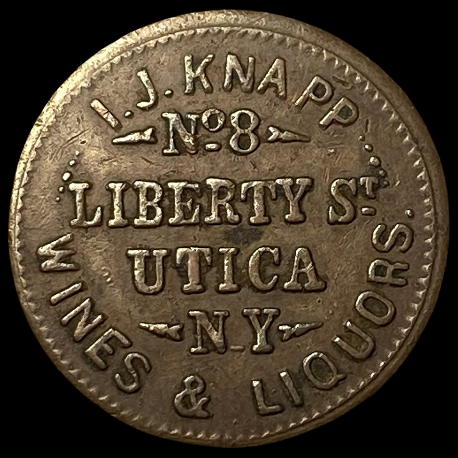 Civil War Token I.J. Knapp Utica NY 1 Cent. NEARLY UNCIRCULATED (1 of 2)