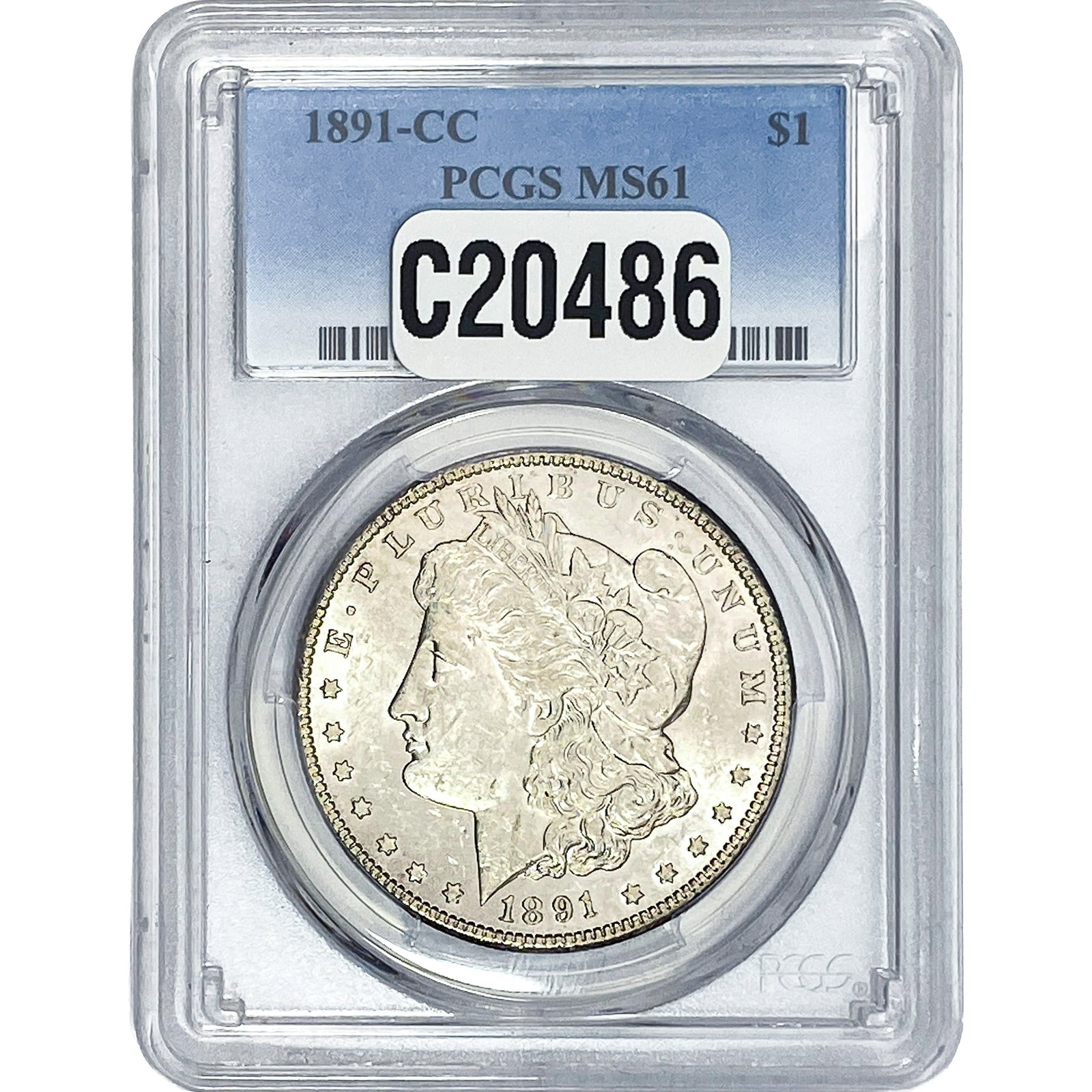 1891-CC Morgan Silver Dollar PCGS MS61: 1891-CC Morgan Silver Dollar PCGS MS61