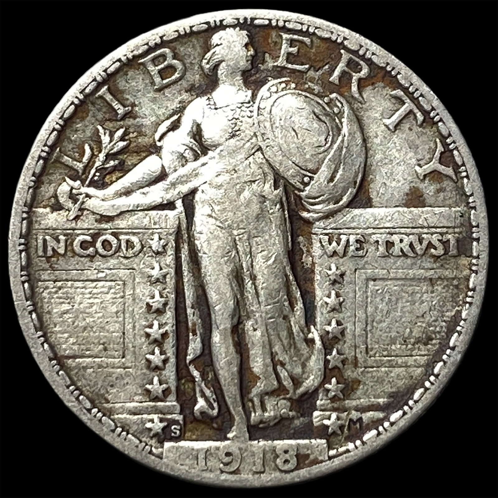 1918-S Silver Standing Liberty Quarter NEARLY UNCIRCULATED: 1918-S Silver Standing Liberty Quarter NEARLY UNCIRCULATED