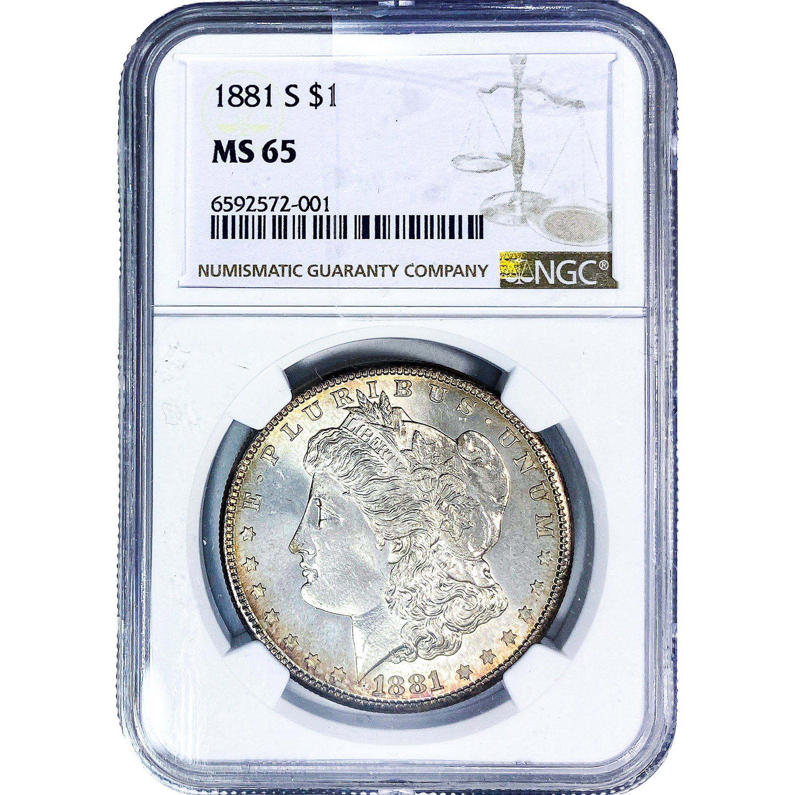 1881-S Morgan Silver Dollar NGC MS65: 1881-S Morgan Silver Dollar NGC MS65