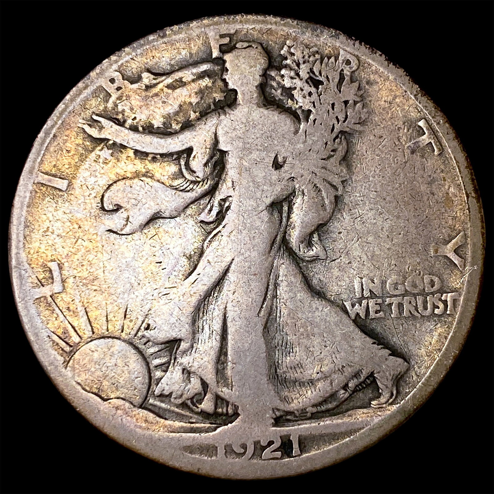 1921-S Silver Half Dollar Walking Liberty NICELY CIRCULATED: 1921-S Silver Half Dollar Walking Liberty NICELY CIRCULATED