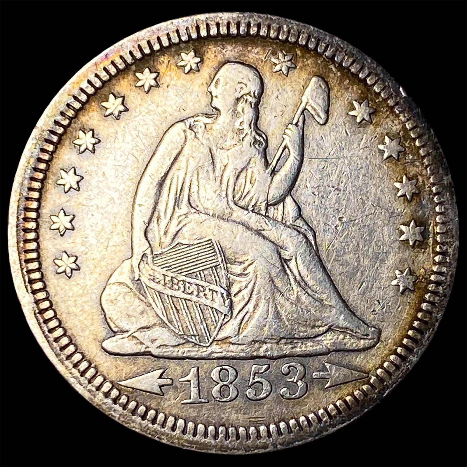 1853 Arrows Seated Liberty Quarter NEARLY UNCIRCULATED: 1853 Arrows Seated Liberty Quarter NEARLY UNCIRCULATED