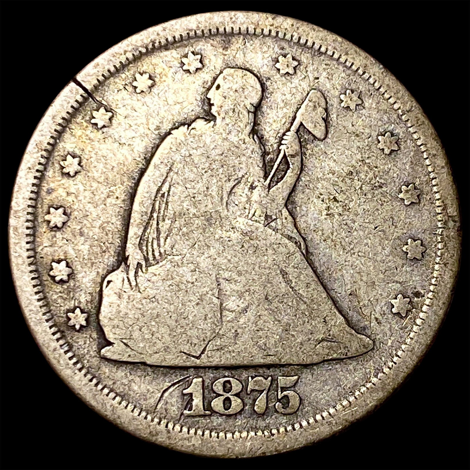 1875-S Silver Twenty Cent Piece LIGHTLY CIRCULATED: 1875-S Silver Twenty Cent Piece LIGHTLY CIRCULATED