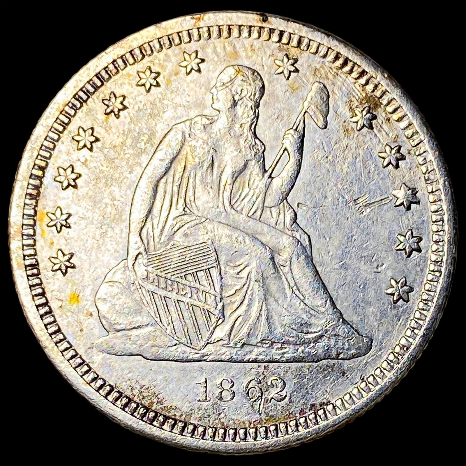 1862 Seated Liberty Quarter CLOSELY UNCIRCULATED: 1862 Seated Liberty Quarter CLOSELY UNCIRCULATED