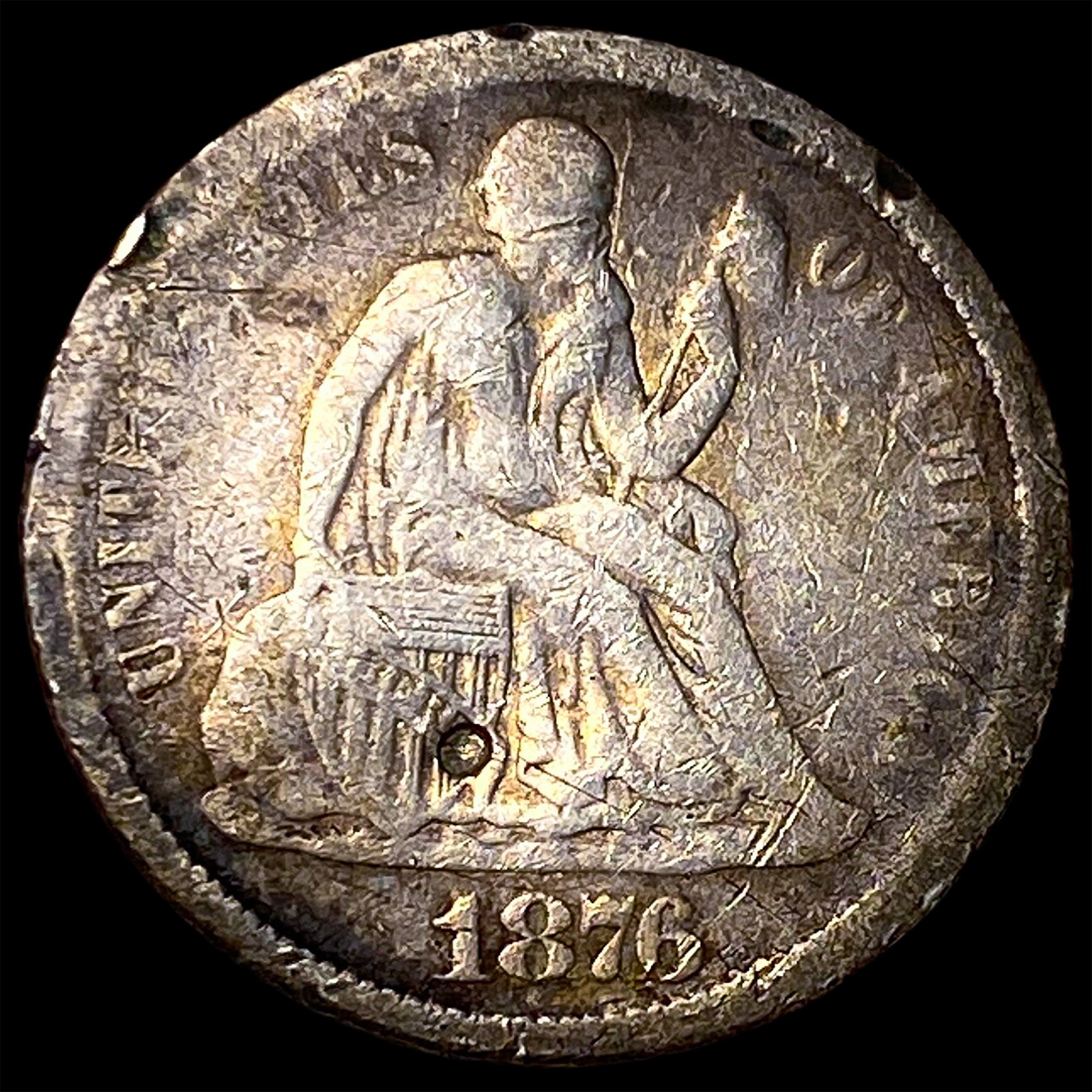 1876-CC Silver Seated Liberty Dime NICELY CIRCULATED: 1876-CC Silver Seated Liberty Dime NICELY CIRCULATED
