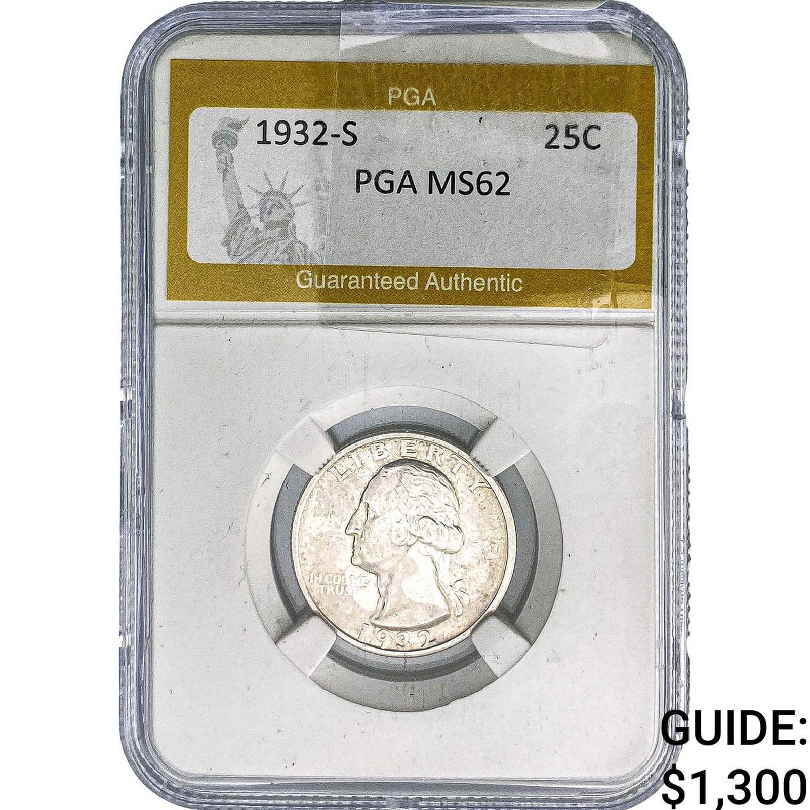 1932-S Washington Silver Quarter PGA MS62: 1932-S Washington Silver Quarter PGA MS62