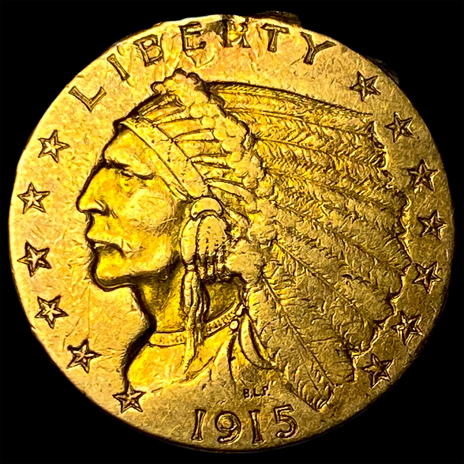 1915 Indian Head Gold $2.50 Quarter Eagle NEARLY UNCIRCULATED: 1915 Indian Head Gold $2.50 Quarter Eagle NEARLY UNCIRCULATED