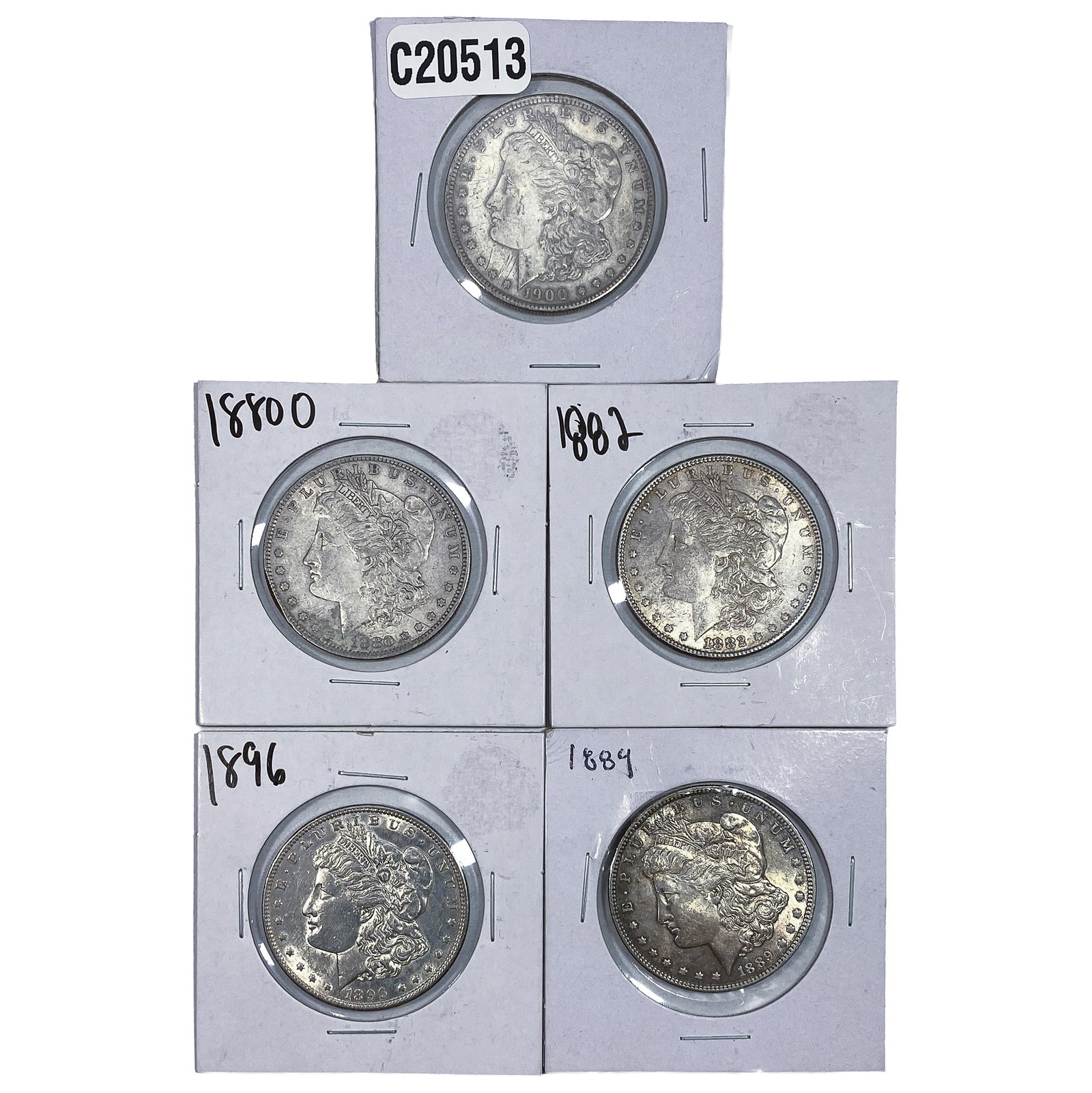 [5 Coins] 1880-1900 Morgan Silver Dollar (1 of 2)