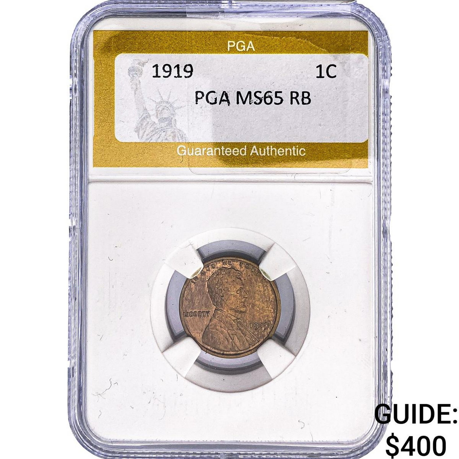 1919 Wheat Cent PGA MS65 RB: 1919 Wheat Cent PGA MS65 RB