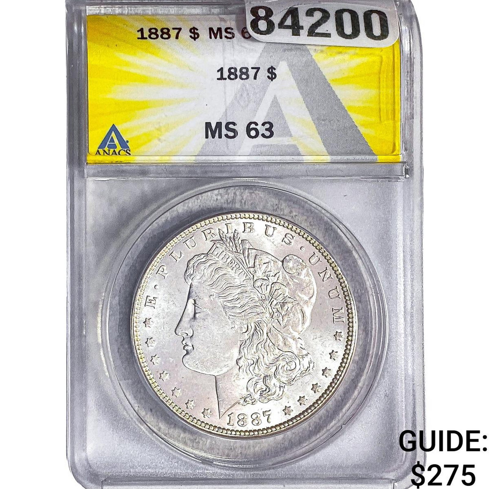 1887 Morgan Silver Dollar ANACS MS63: 1887 Morgan Silver Dollar ANACS MS63