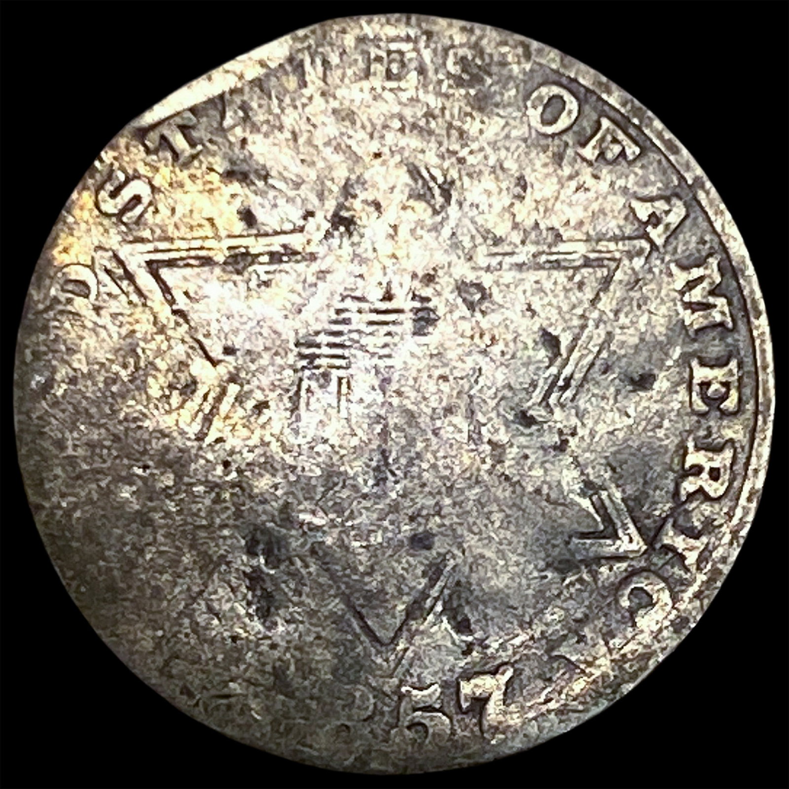1857 Silver Three-Cent Piece NICELY CIRCULATED: 1857 Silver Three-Cent Piece NICELY CIRCULATED