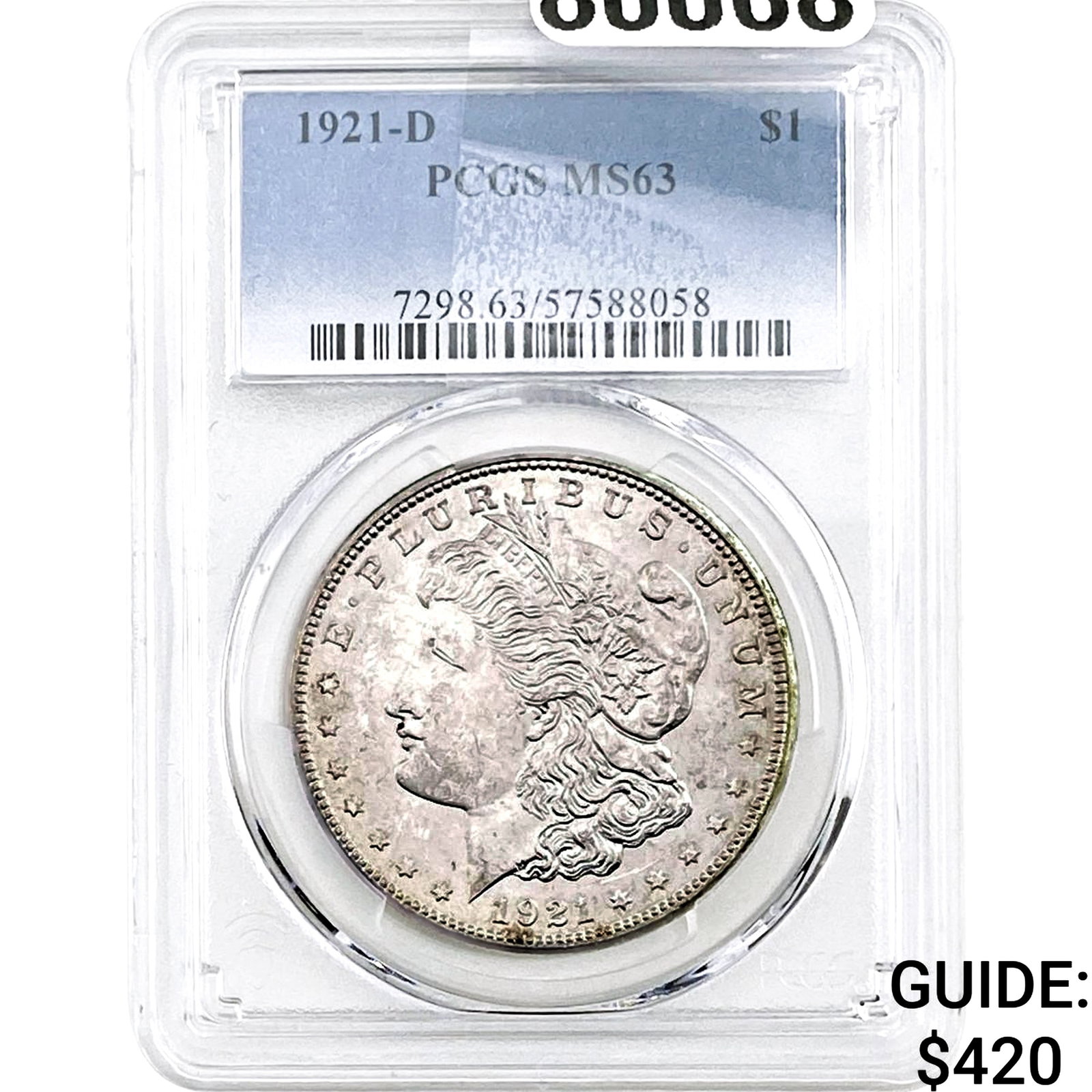 1921-D Morgan Silver Dollar PCGS MS63: 1921-D Morgan Silver Dollar PCGS MS63