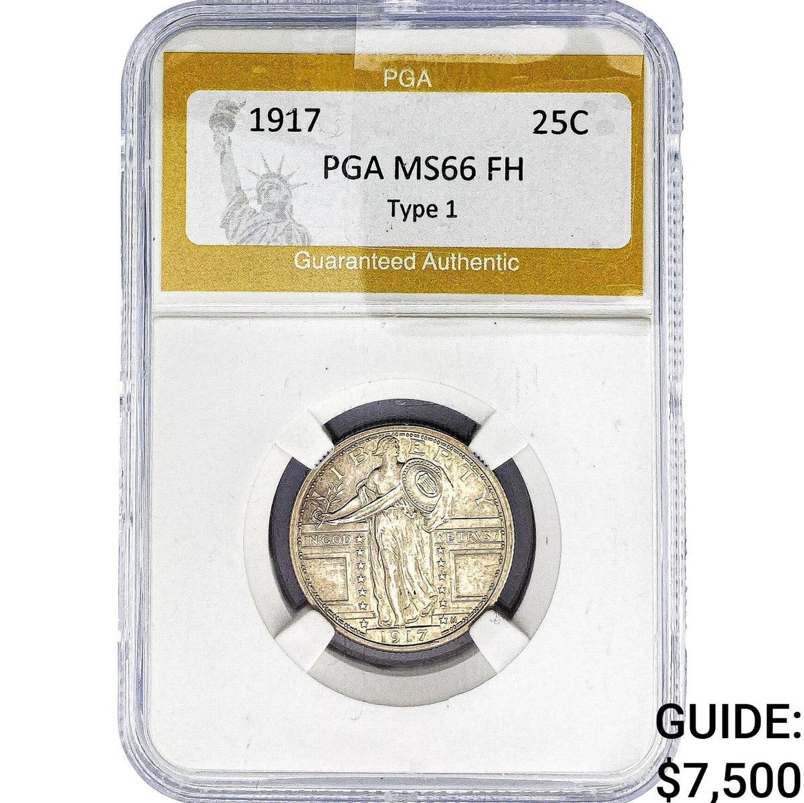 1917 Standing Liberty Quarter PGA MS66 FH Type 1: 1917 Standing Liberty Quarter PGA MS66 FH Type 1
