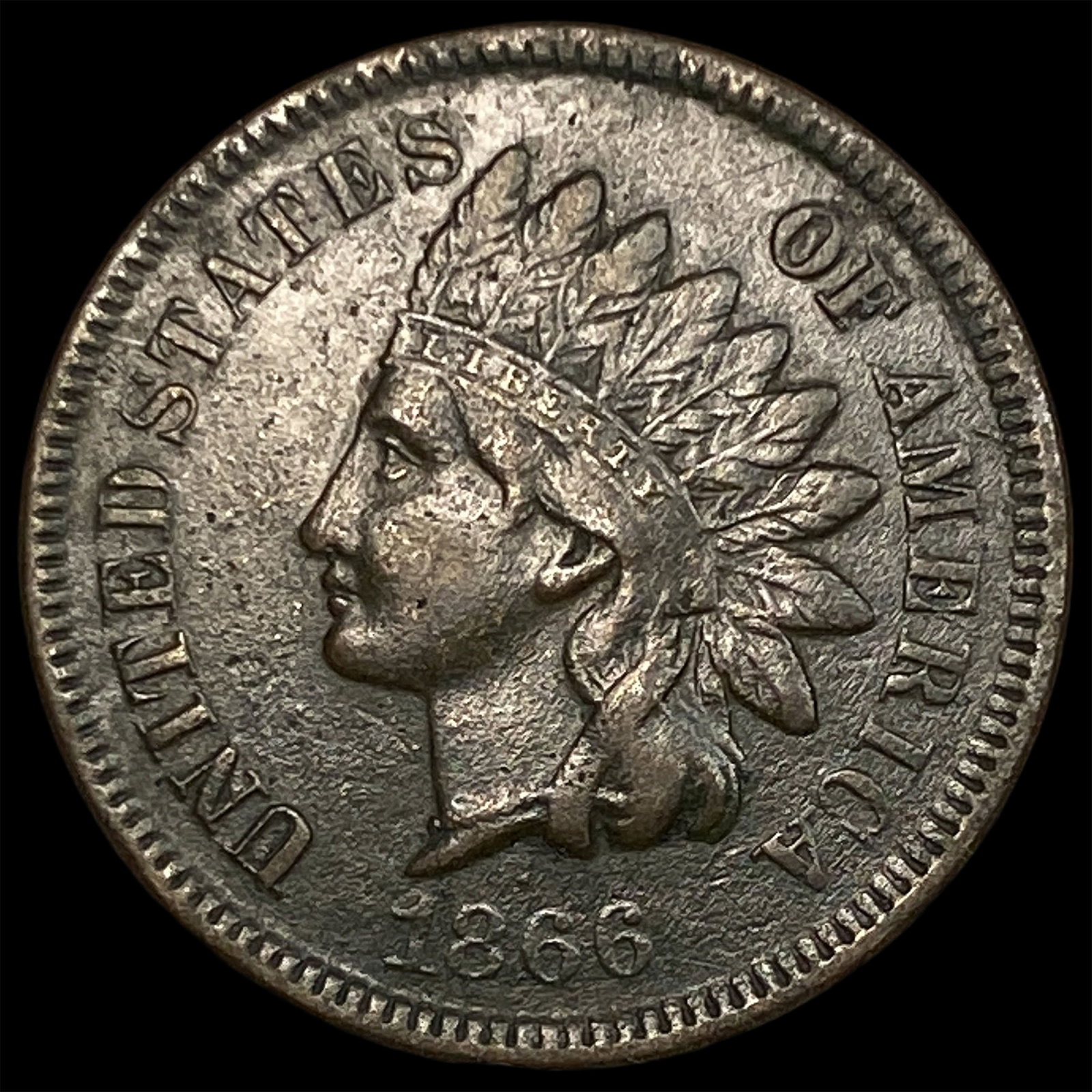 1866 Indian Head Cent NEARLY UNCIRCULATED: 1866 Indian Head Cent NEARLY UNCIRCULATED
