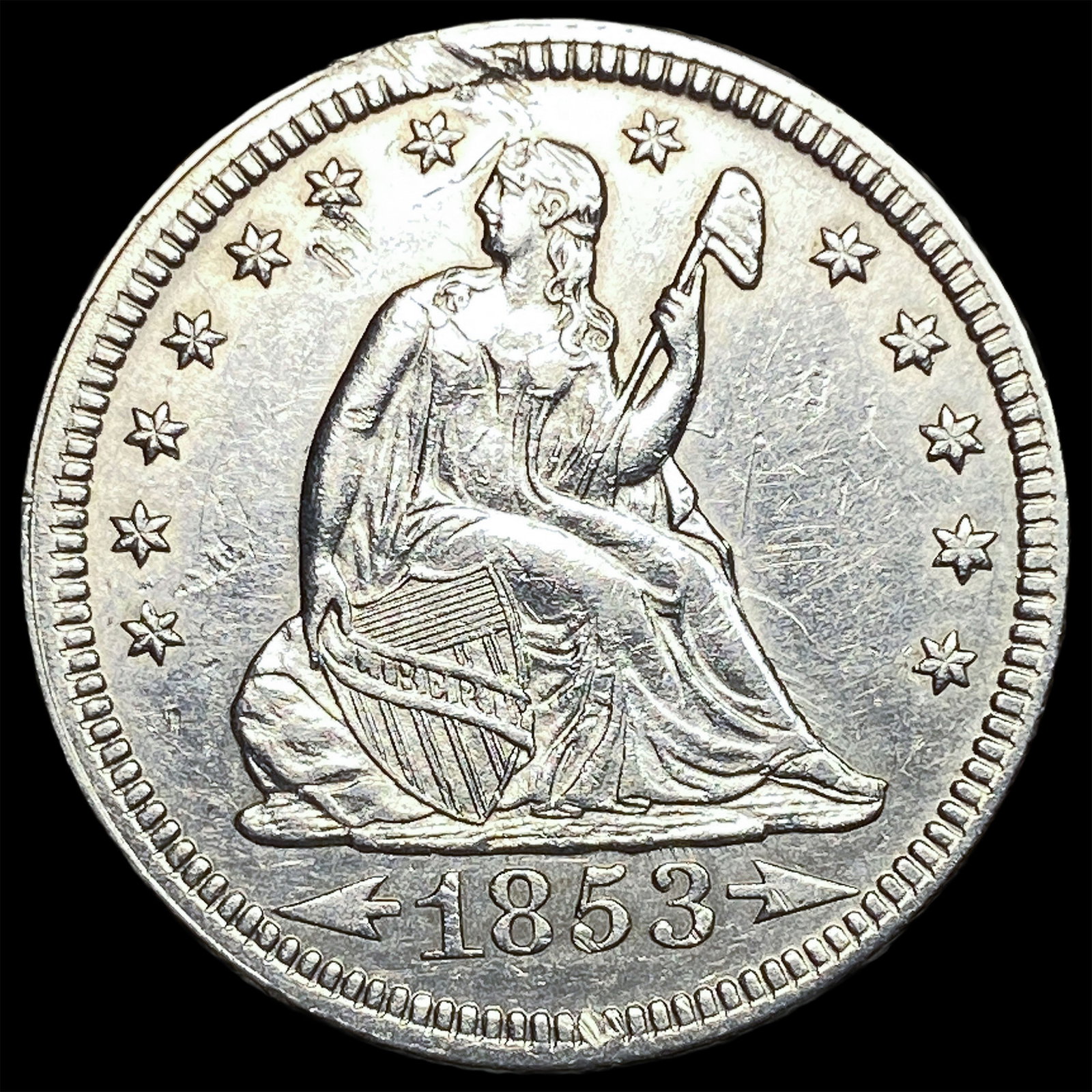 1853 Arrows Seated Liberty Silver Quarter HIGH GRADE: 1853 Arrows Seated Liberty Silver Quarter HIGH GRADE