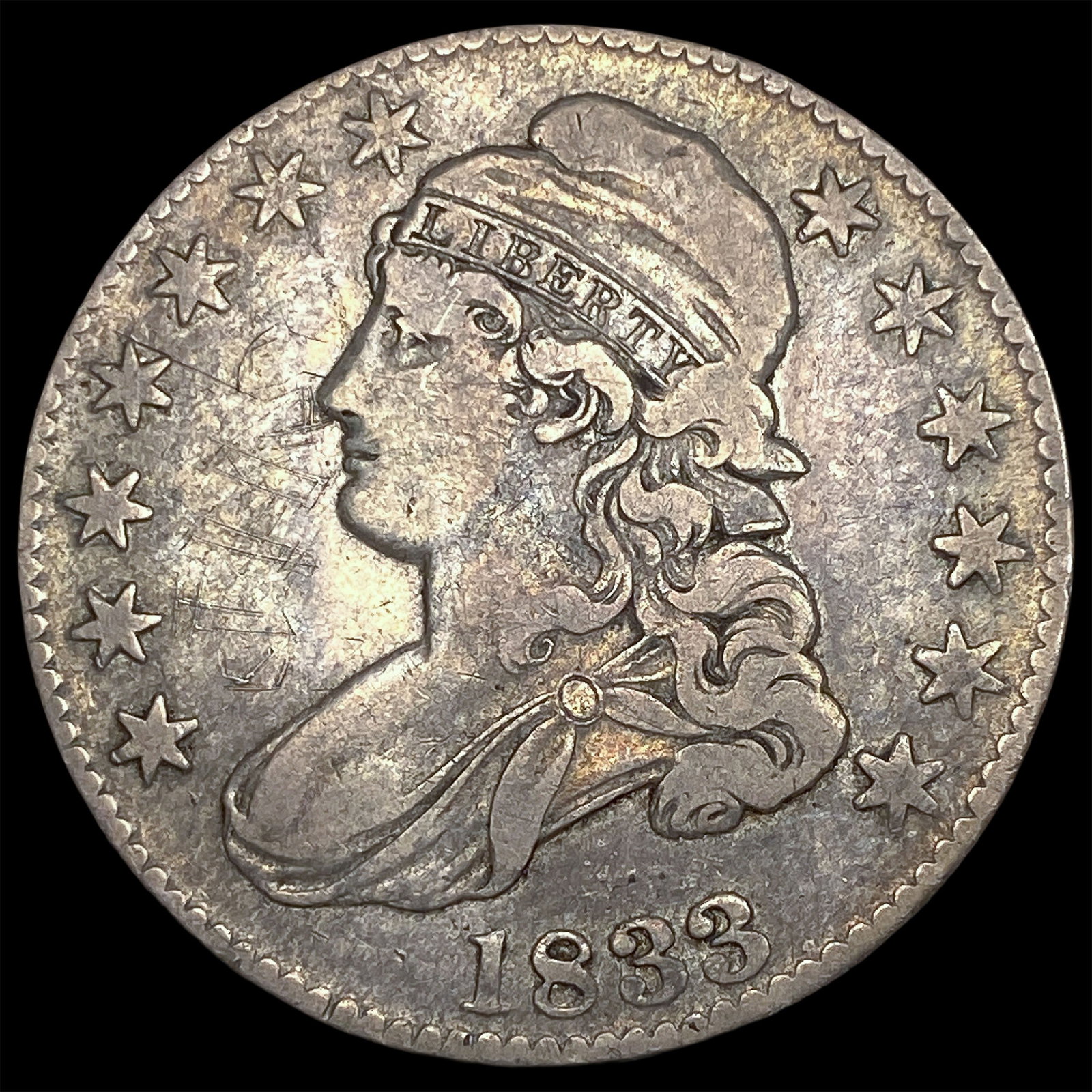 1833 Capped Bust Silver Half Dollar ABOUT UNCIRCULATED: 1833 Capped Bust Silver Half Dollar ABOUT UNCIRCULATED