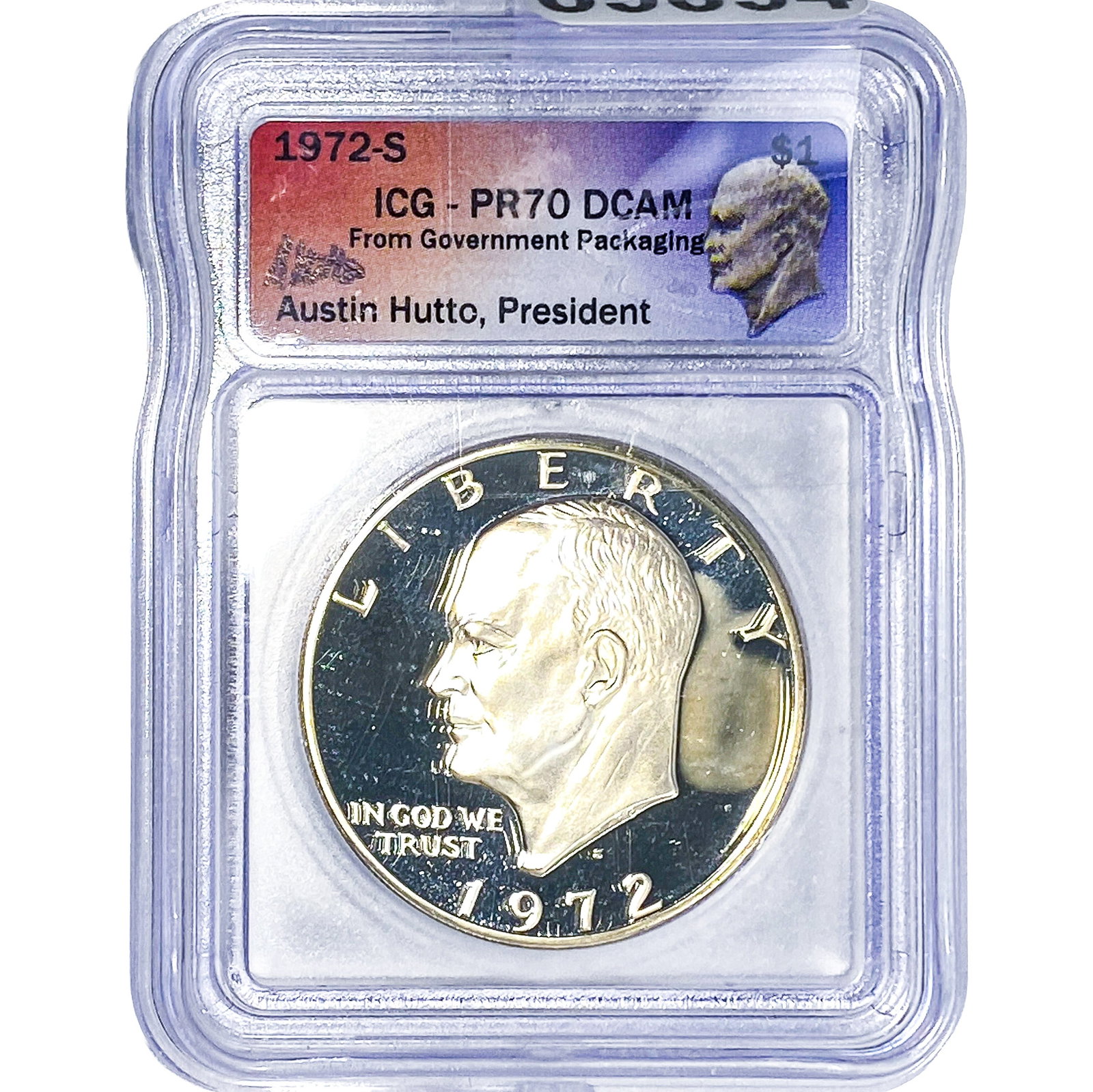 1972-S Eisenhower Dollar ICG PR70 DCAM: 1972-S Eisenhower Dollar ICG PR70 DCAM
