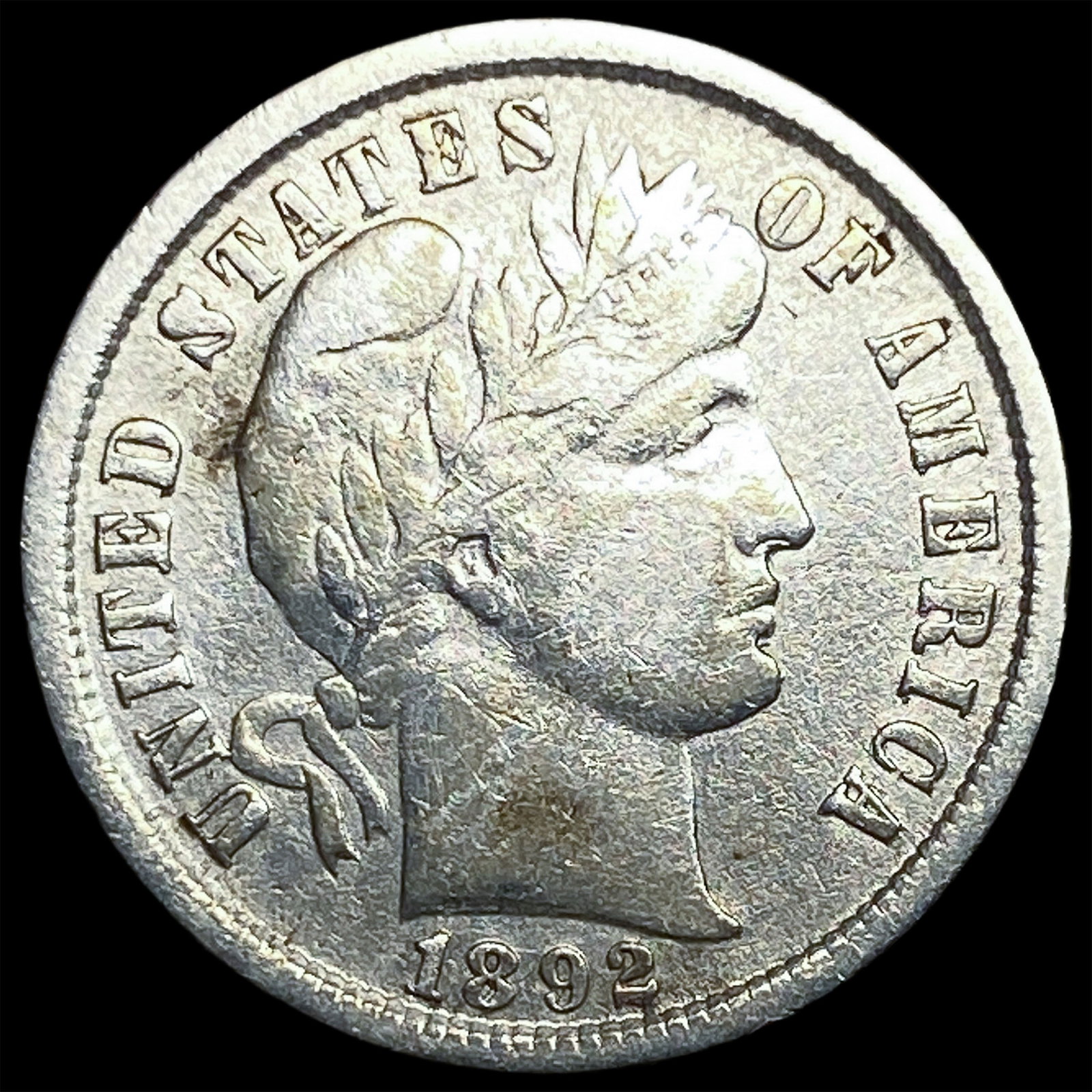 1892 Silver Barber Dime NEARLY UNCIRCULATED: 1892 Silver Barber Dime NEARLY UNCIRCULATED