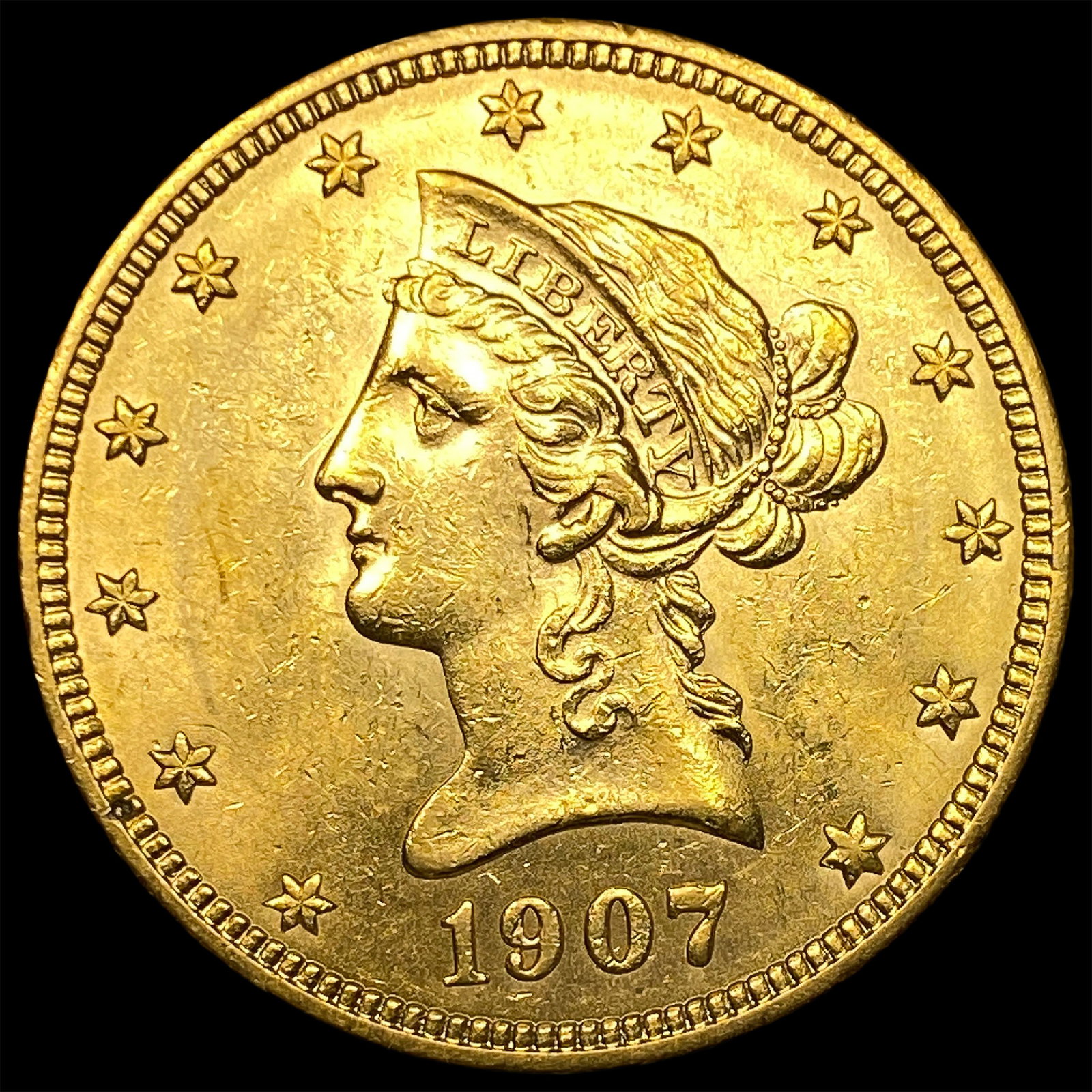 1907 Liberty Head Eagle $10 Gold Coin UNCIRCULATED: 1907 Liberty Head Eagle $10 Gold Coin UNCIRCULATED