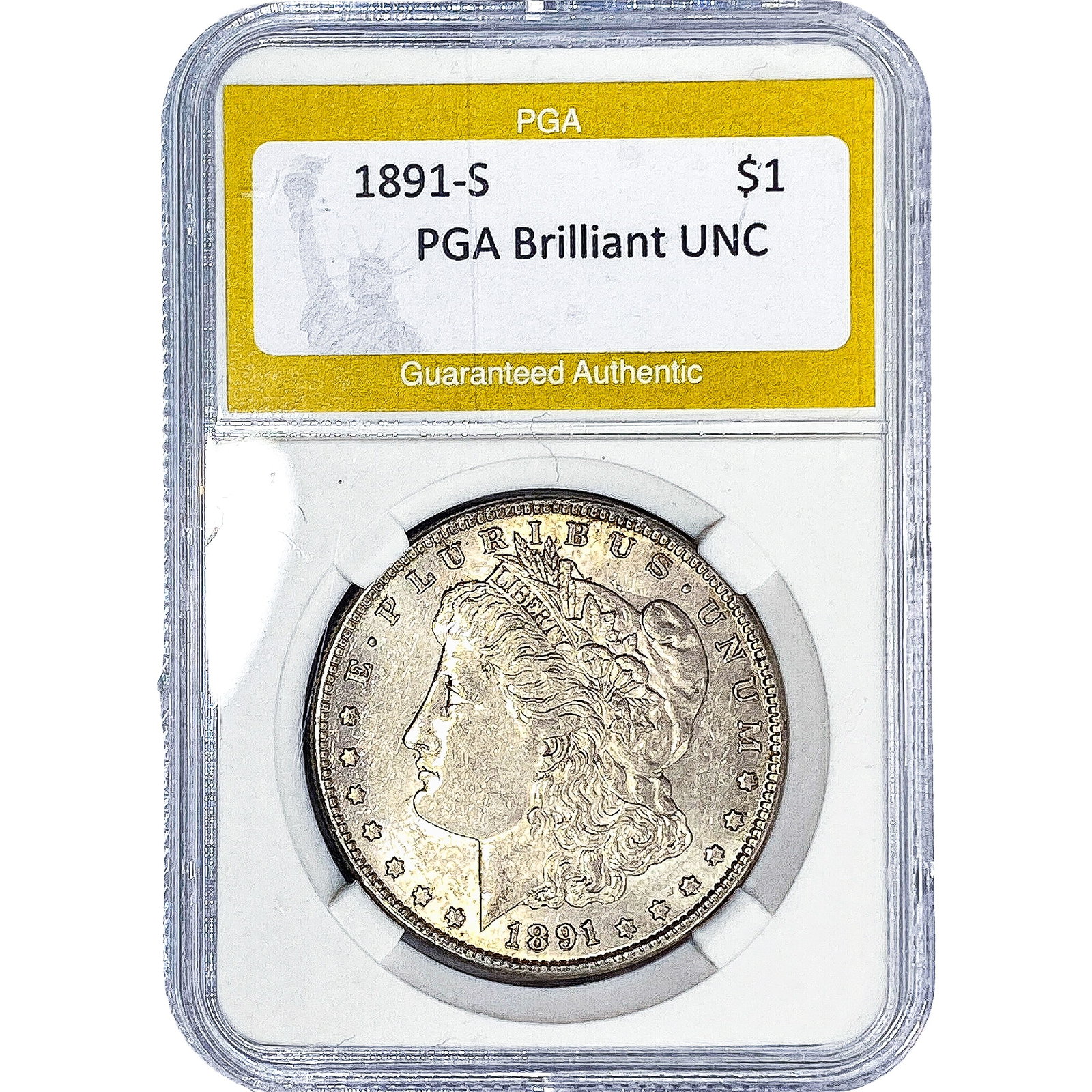 1891-S Morgan Silver Dollar PGA Brilliant UNC: 1891-S Morgan Silver Dollar PGA Brilliant UNC