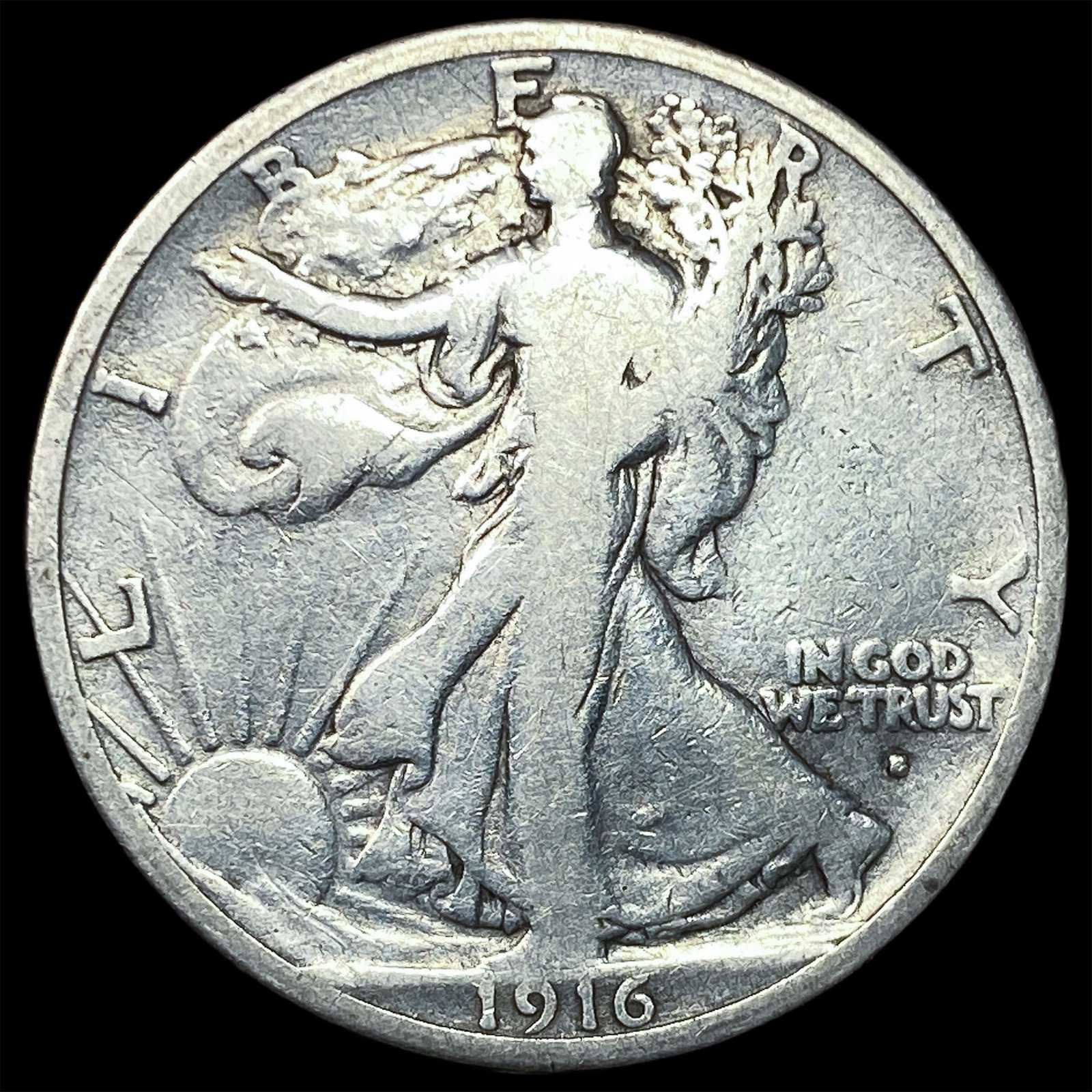 1916-S Silver Walking Liberty Half Dollar LIGHTLY CIRCULATED: 1916-S Silver Walking Liberty Half Dollar LIGHTLY CIRCULATED
