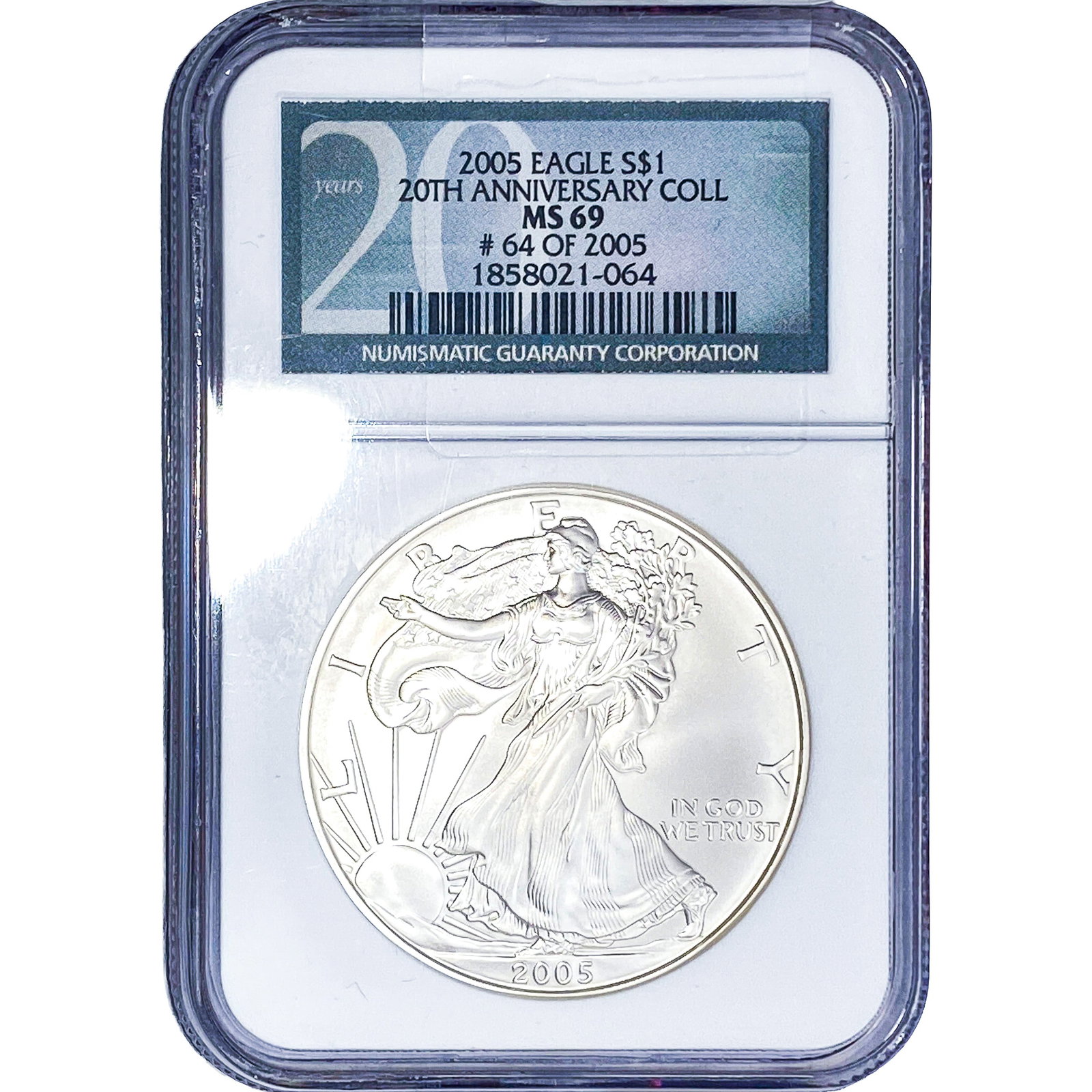 2005 Silver Eagle NGC MS69: 2005 Silver Eagle NGC MS69