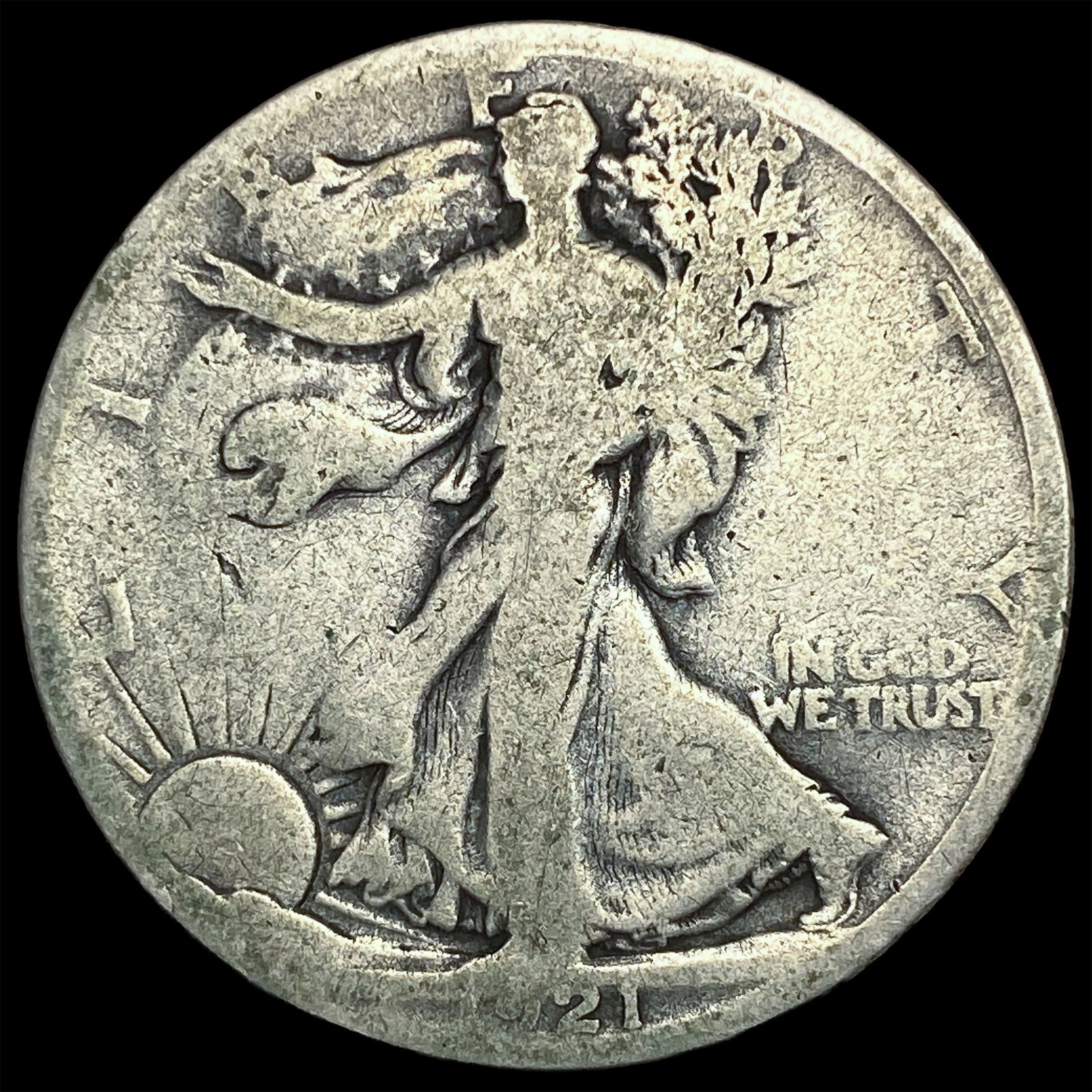 1921-S Silver Walking Liberty Half Dollar NICELY CIRCULATED: 1921-S Silver Walking Liberty Half Dollar NICELY CIRCULATED