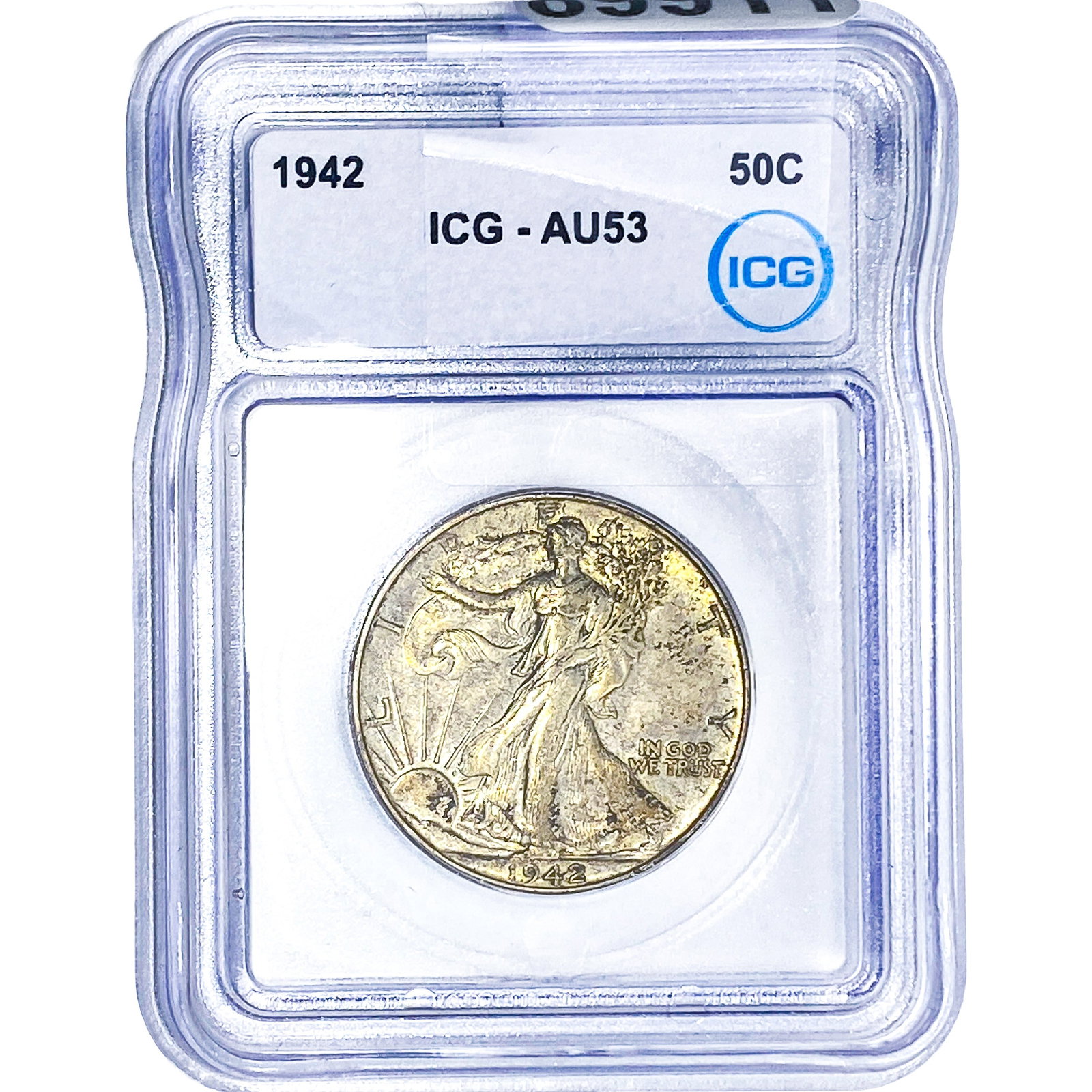 1942 Walking Liberty Half Dollar ICG AU53: 1942 Walking Liberty Half Dollar ICG AU53