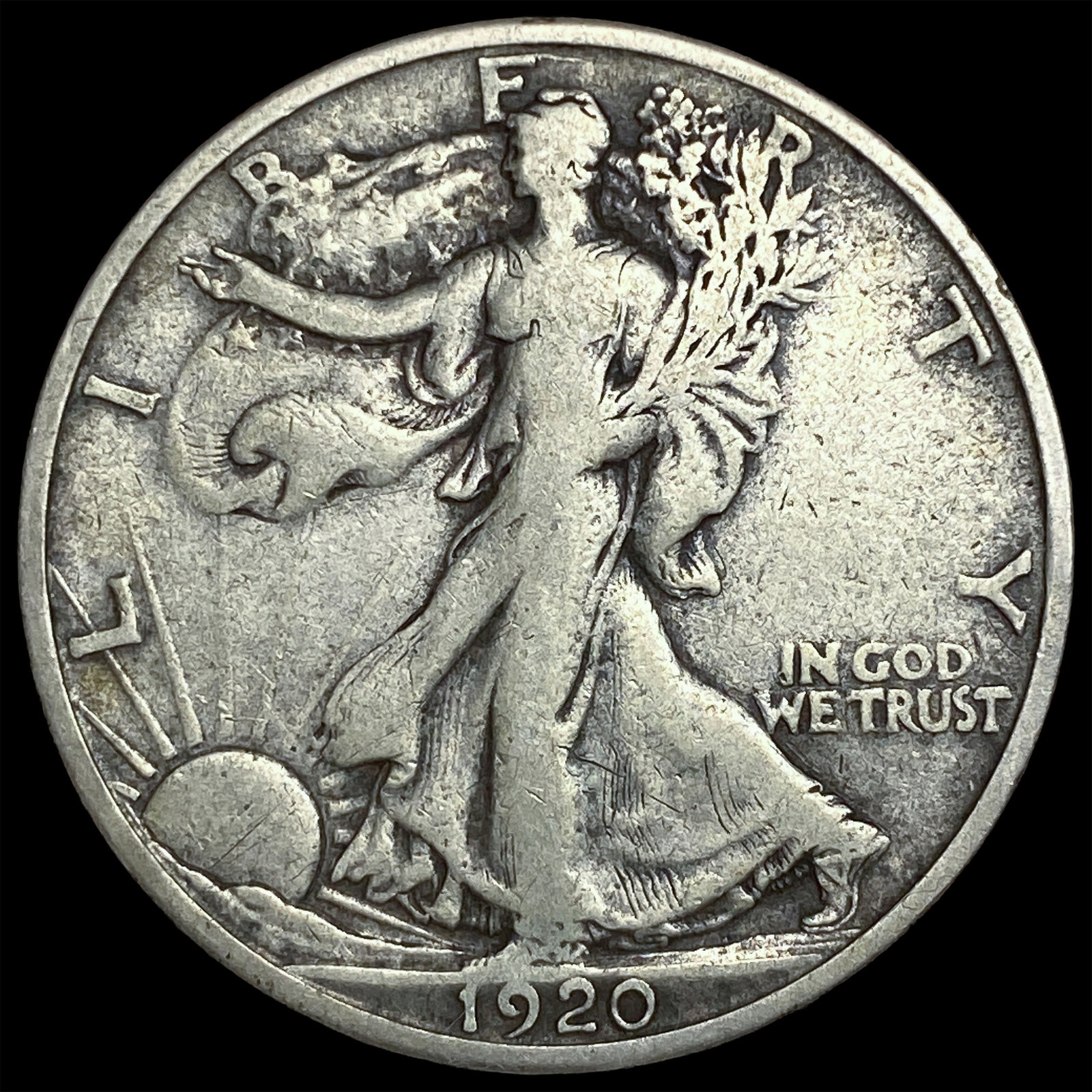 1920-S Silver Walking Liberty Half Dollar ABOUT UNCIRCULATED: 1920-S Silver Walking Liberty Half Dollar ABOUT UNCIRCULATED