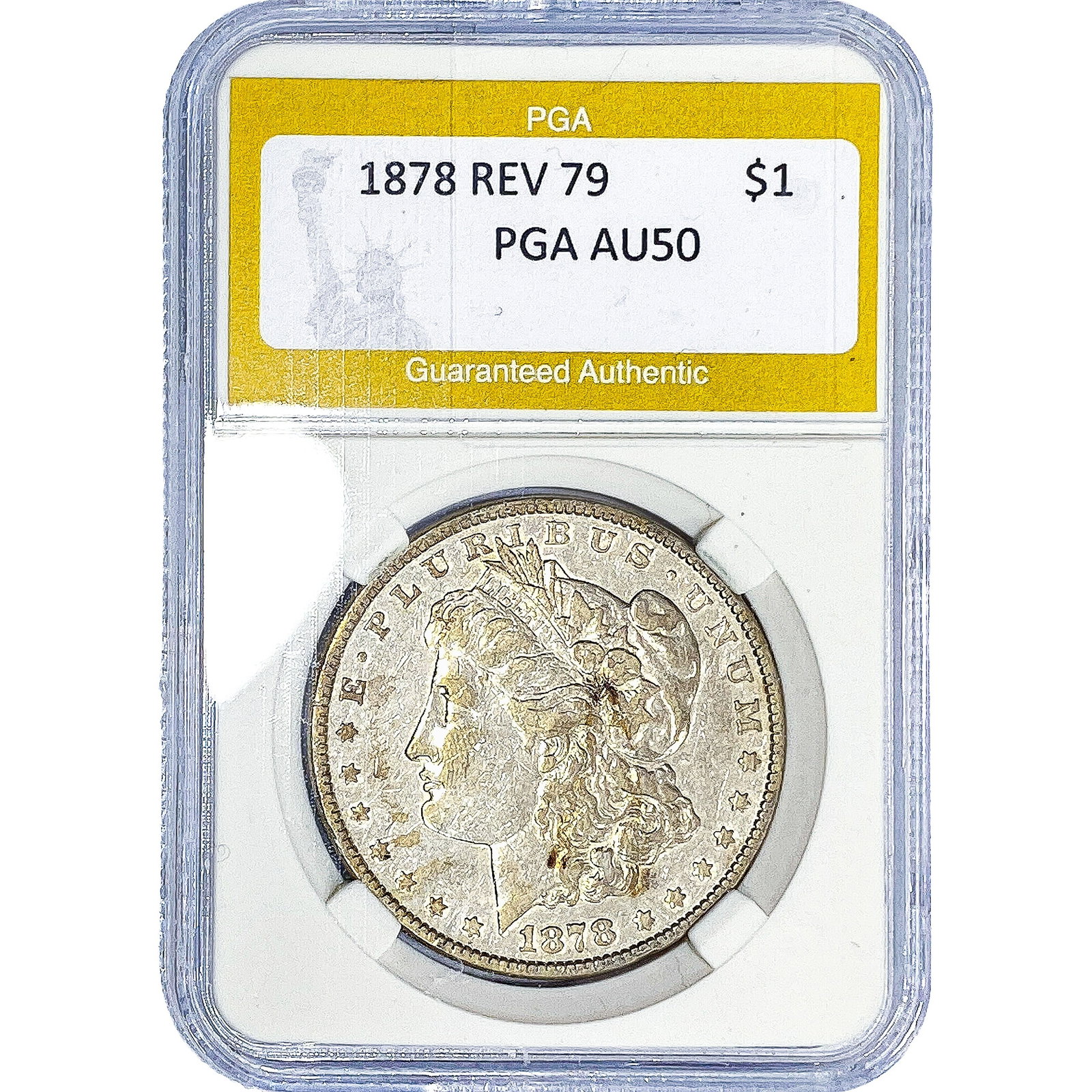 1878 REV 79 Morgan Silver Dollar PGA AU50: 1878 REV 79 Morgan Silver Dollar PGA AU50