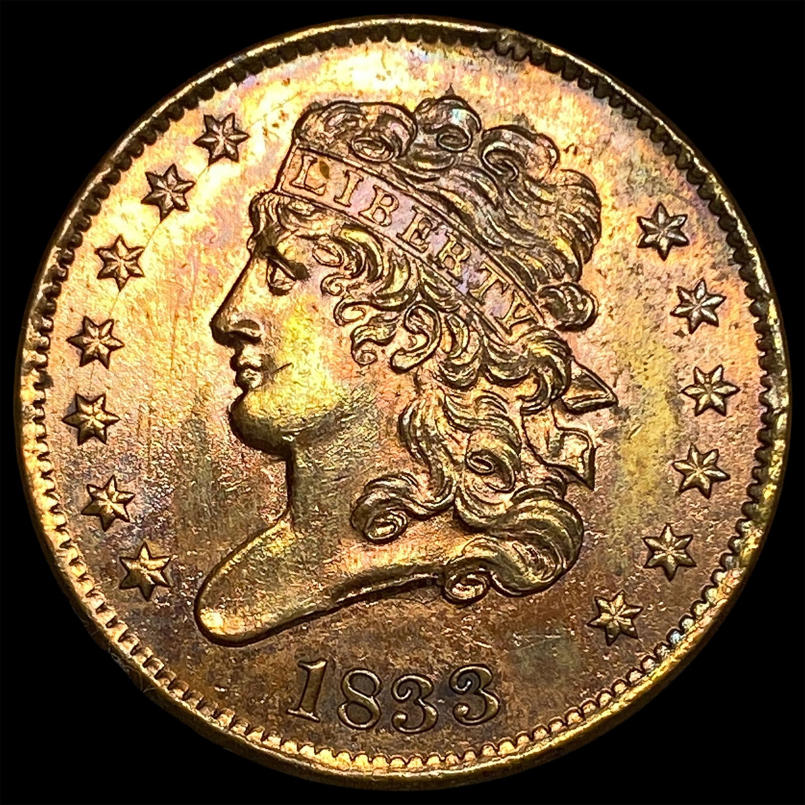 1833 Copper Half Cent NEARLY UNCIRCULATED: 1833 Copper Half Cent NEARLY UNCIRCULATED
