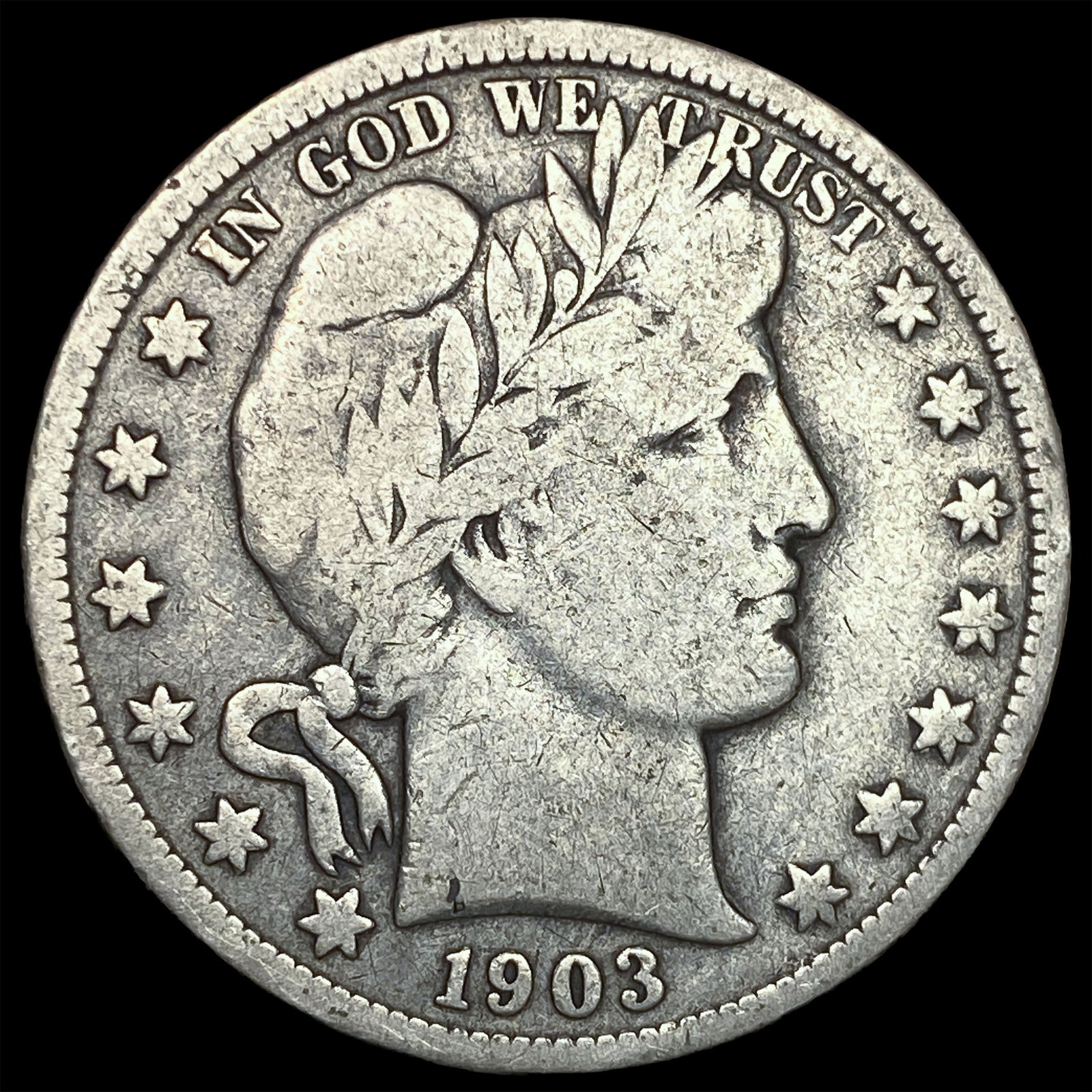 1903-O Silver Barber Half Dollar NICELY CIRCULATED: 1903-O Silver Barber Half Dollar NICELY CIRCULATED