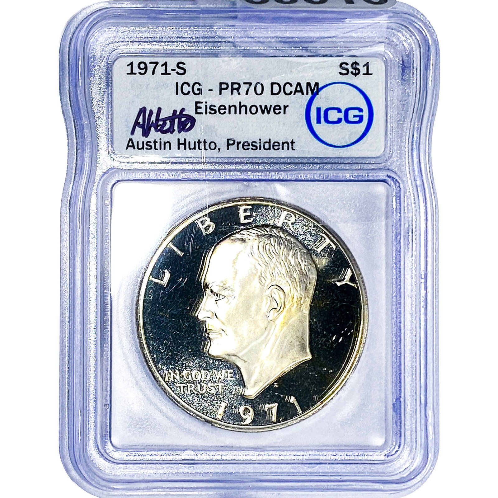 1971-S Eisenhower Dollar ICG PR70 DCAM: 1971-S Eisenhower Dollar ICG PR70 DCAM