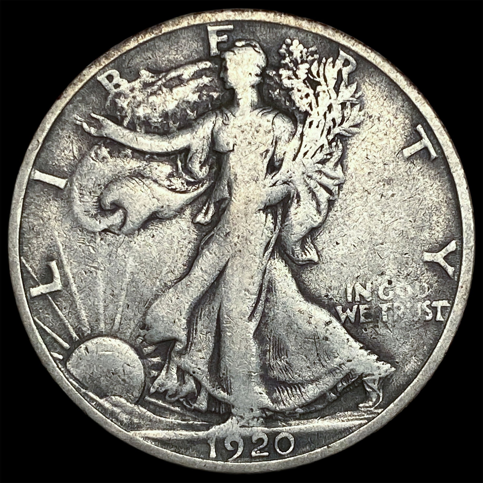 1920-S Silver Walking Liberty Half Dollar NEARLY UNCIRCULATED: 1920-S Silver Walking Liberty Half Dollar NEARLY UNCIRCULATED