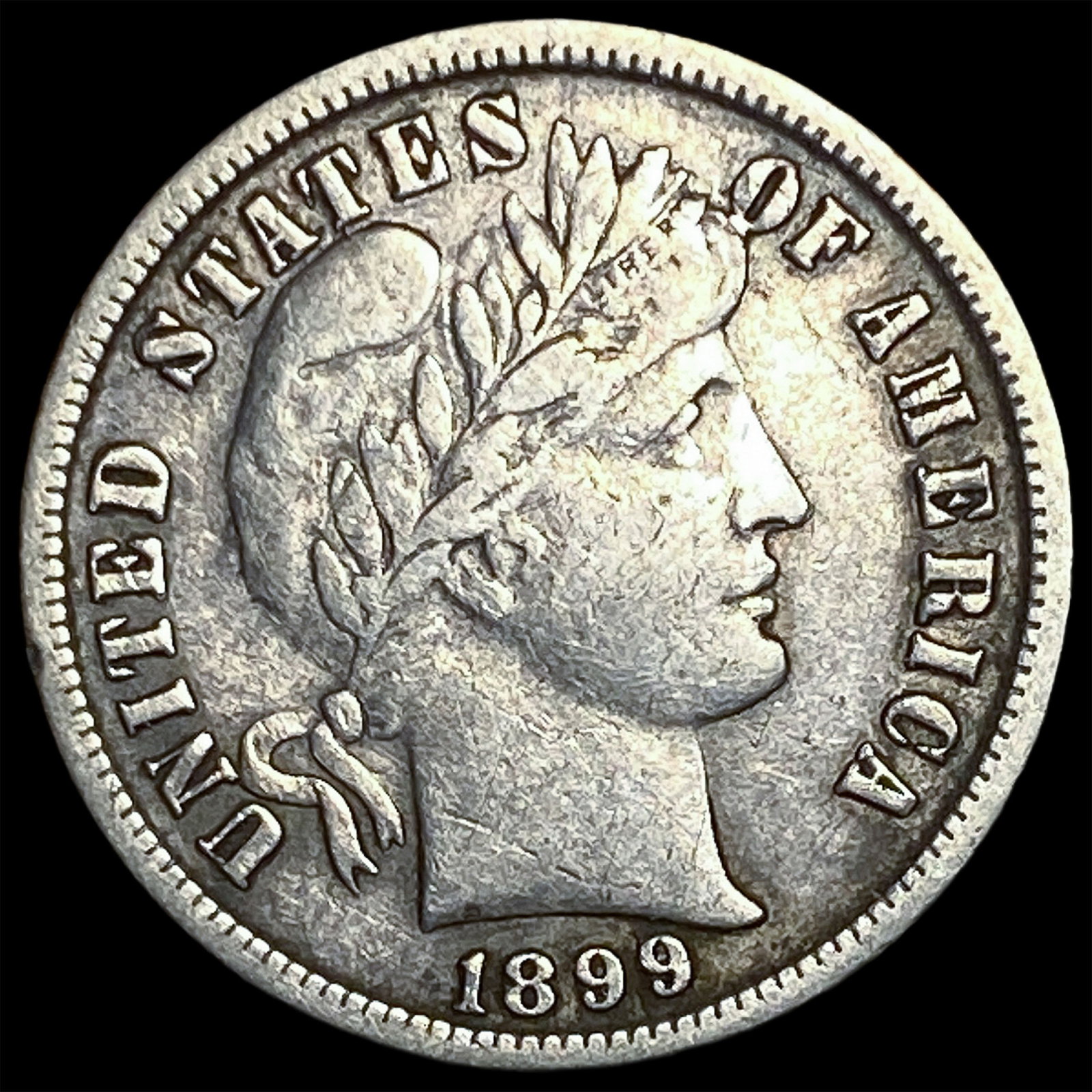 1899-S Silver Barber Dime NEARLY UNCIRCULATED: 1899-S Silver Barber Dime NEARLY UNCIRCULATED