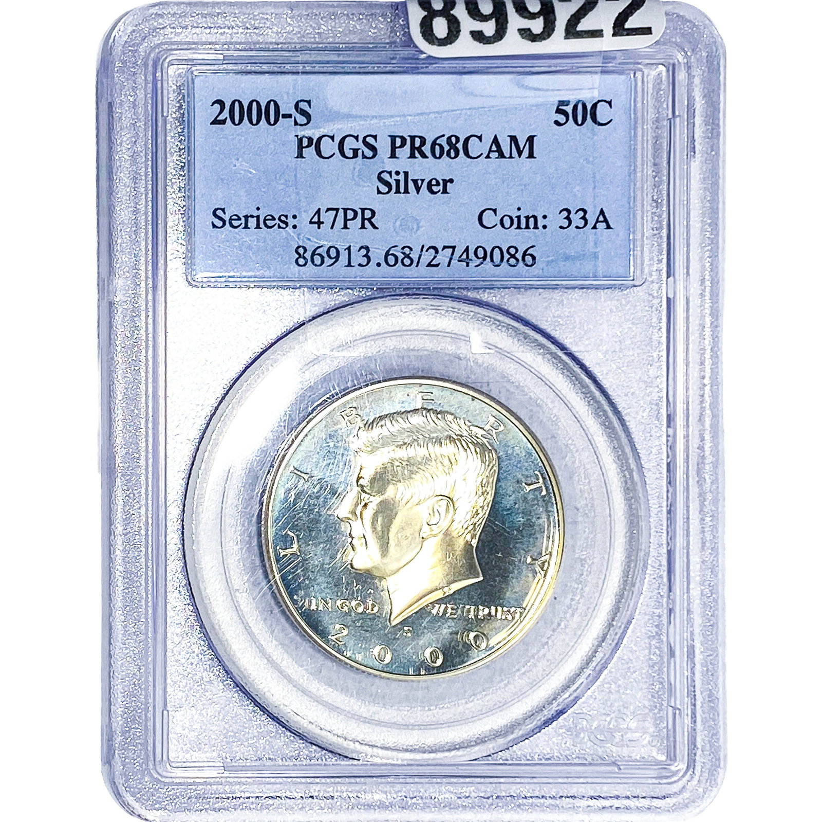 2000-S Kennedy Half Dollar PCGS PR68 DCAM: 2000-S Kennedy Half Dollar PCGS PR68 DCAM