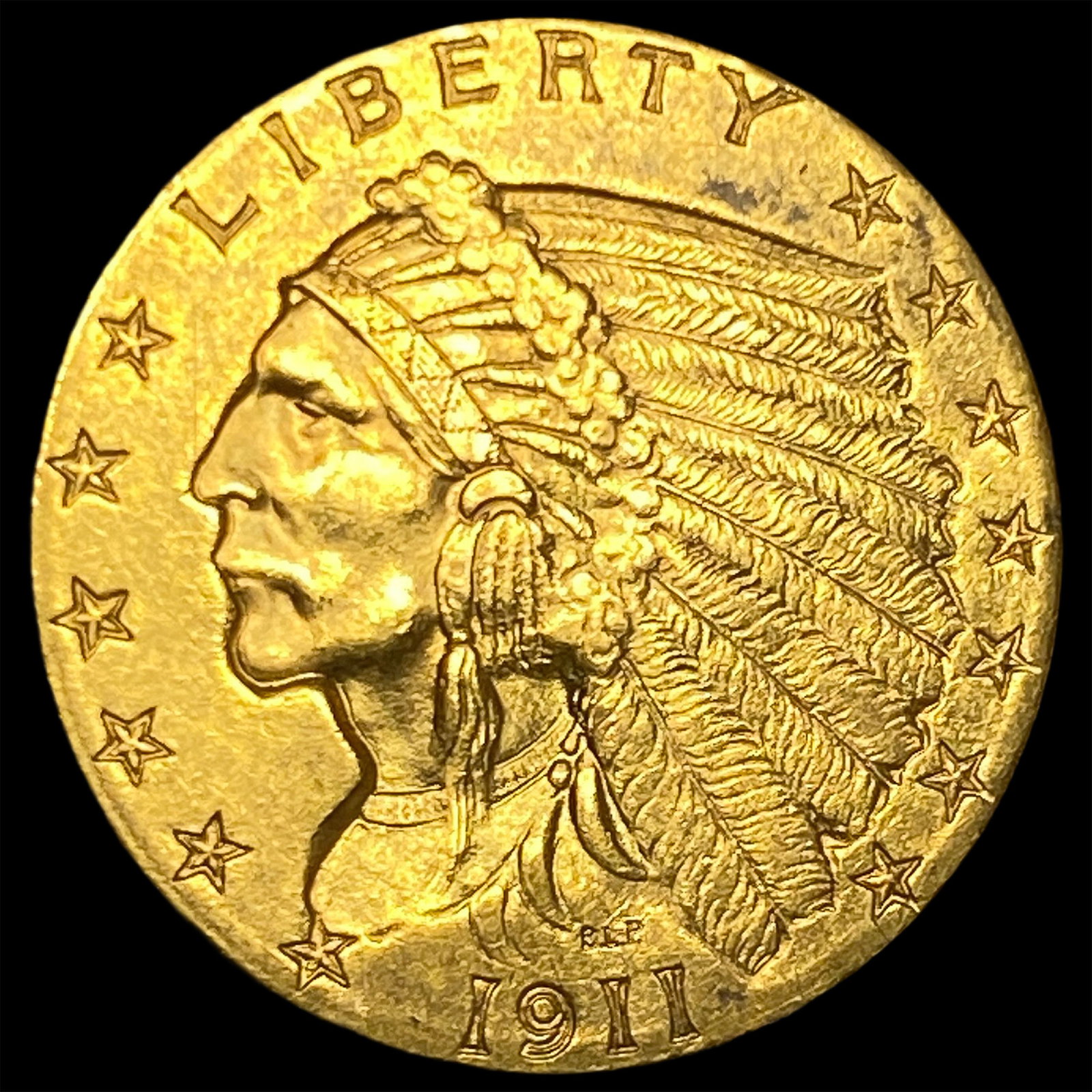 1911 Indian Head Gold $2.50 Quarter Eagle CLOSELY UNCIRCULATED: 1911 Indian Head Gold $2.50 Quarter Eagle CLOSELY UNCIRCULATED