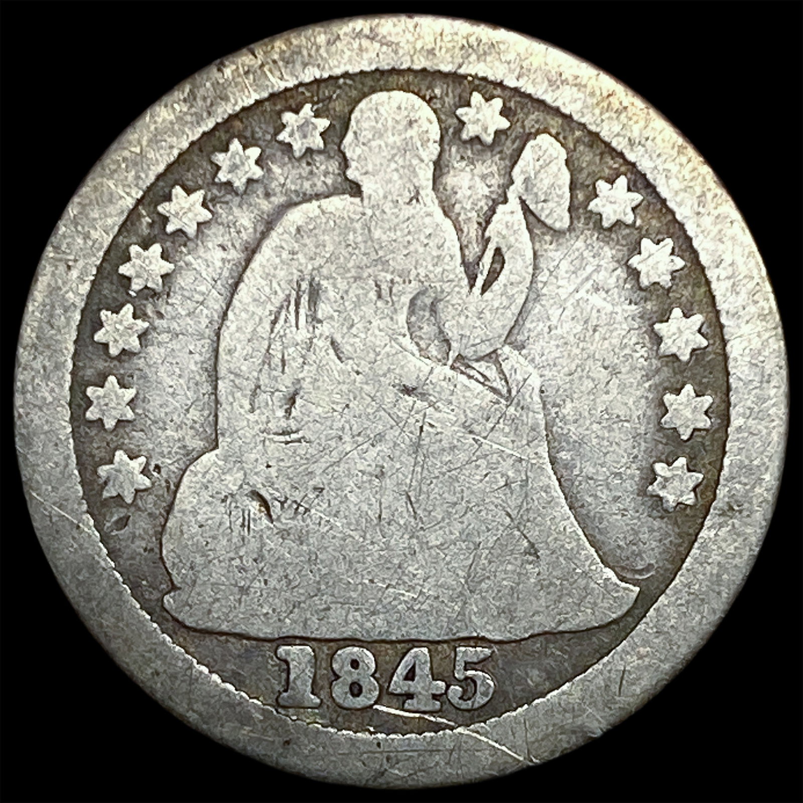 1845-O Silver Seated Liberty Dime NICELY CIRCULATED: 1845-O Silver Seated Liberty Dime NICELY CIRCULATED