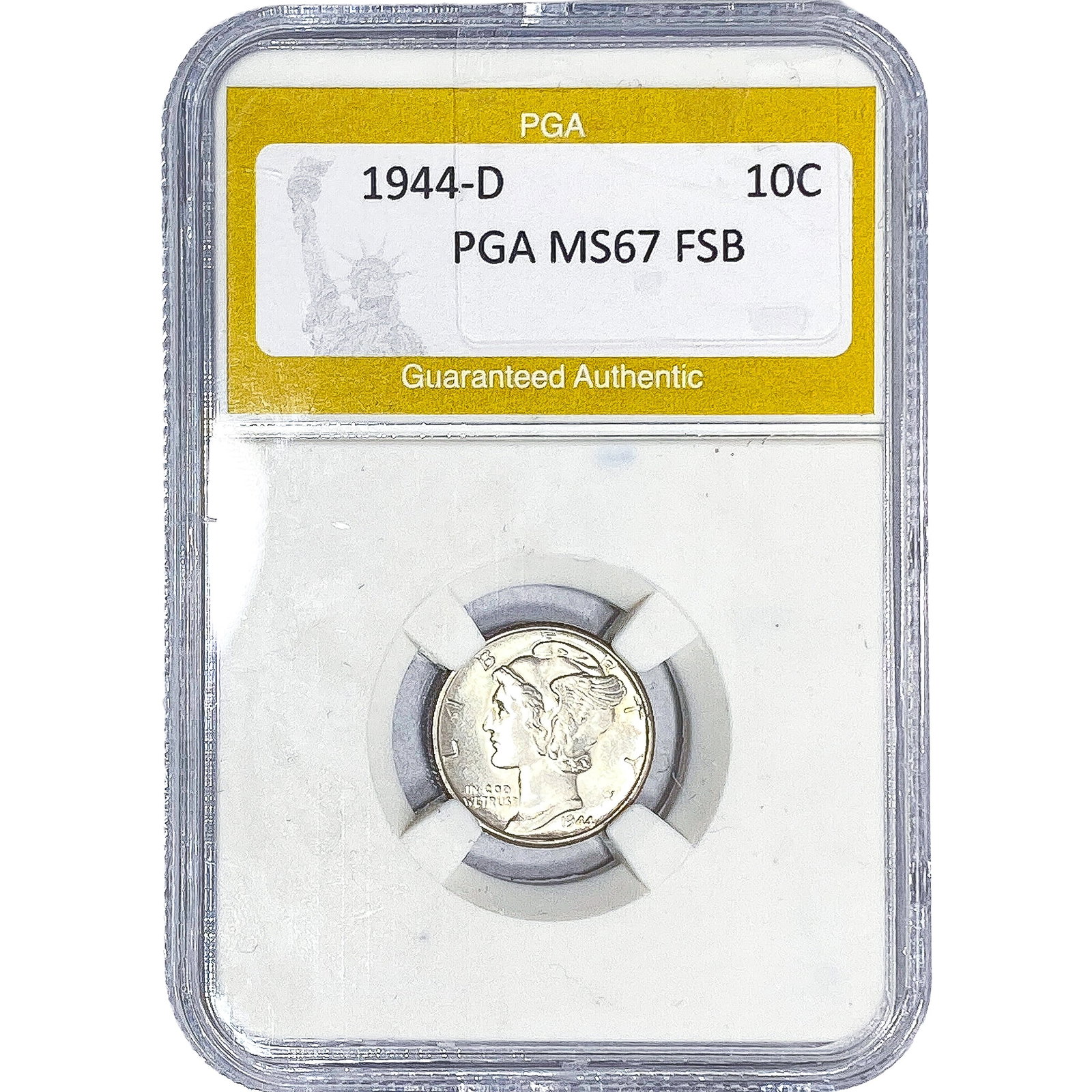 1944-D Mercury Silver Dime PGA MS67 FSB: 1944-D Mercury Silver Dime PGA MS67 FSB