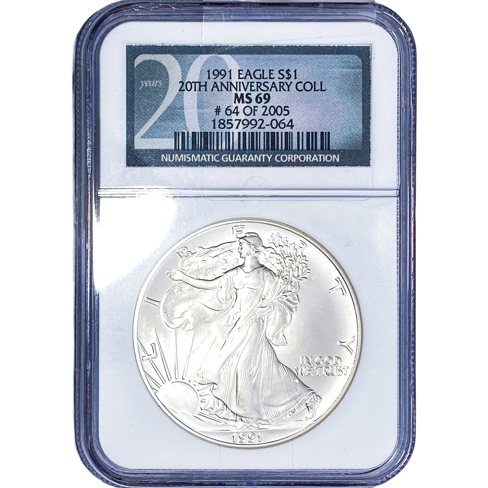 1991 Silver Eagle NGC MS69: 1991 Silver Eagle NGC MS69