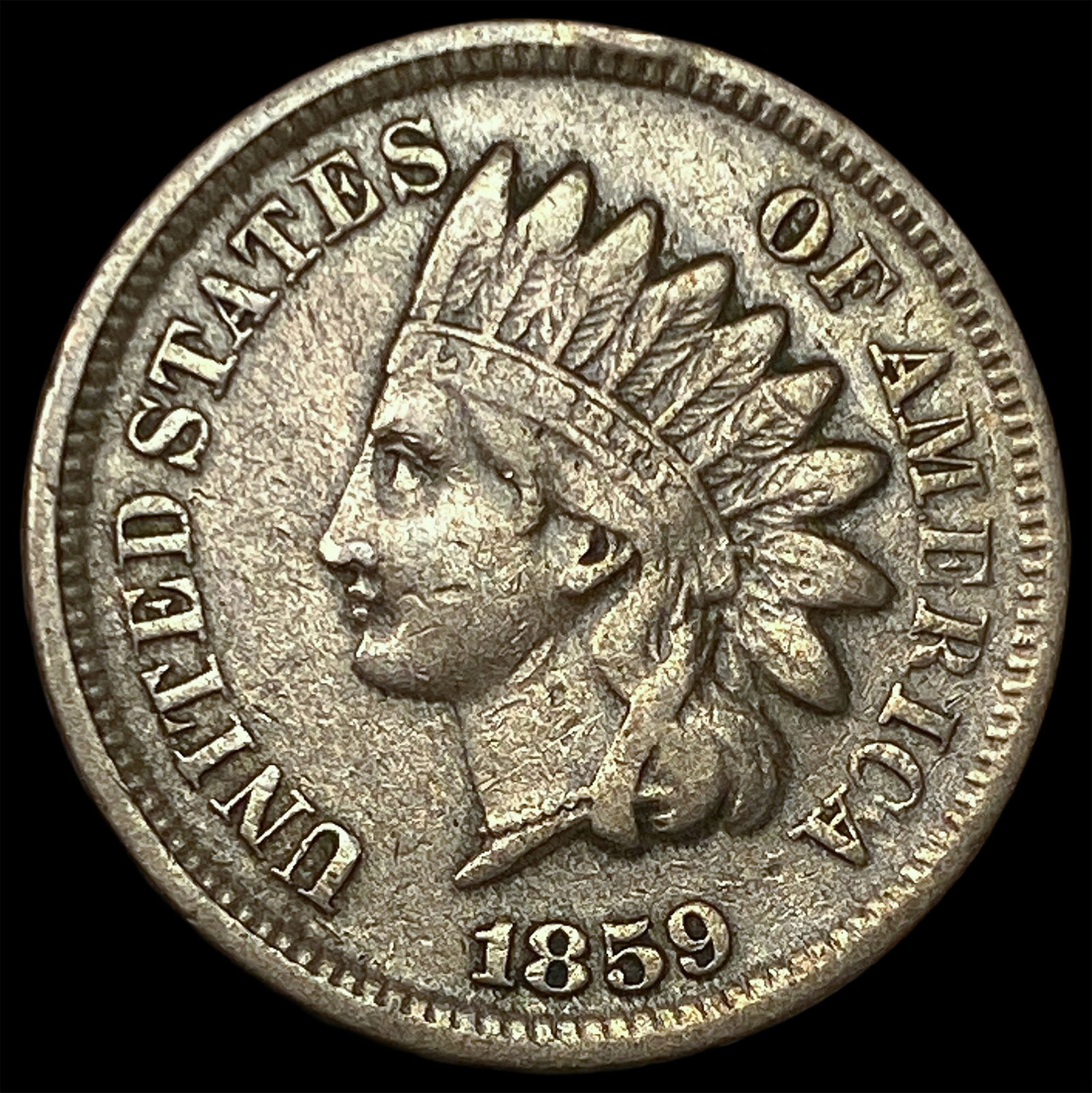 1859 Copper-Nickel Indian Head Cent ABOUT UNCIRCULATED: 1859 Copper-Nickel Indian Head Cent ABOUT UNCIRCULATED