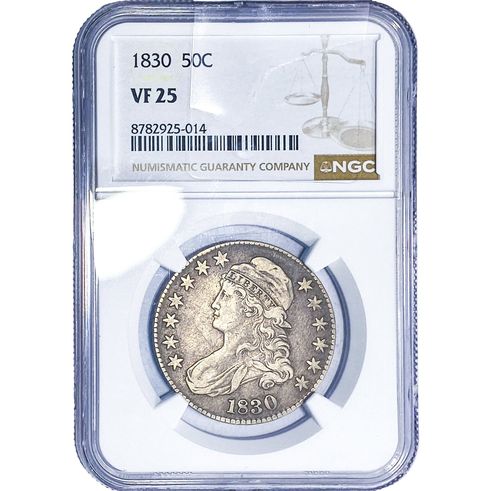 1830 Capped Bust Half Dollar NGC VF25: 1830 Capped Bust Half Dollar NGC VF25