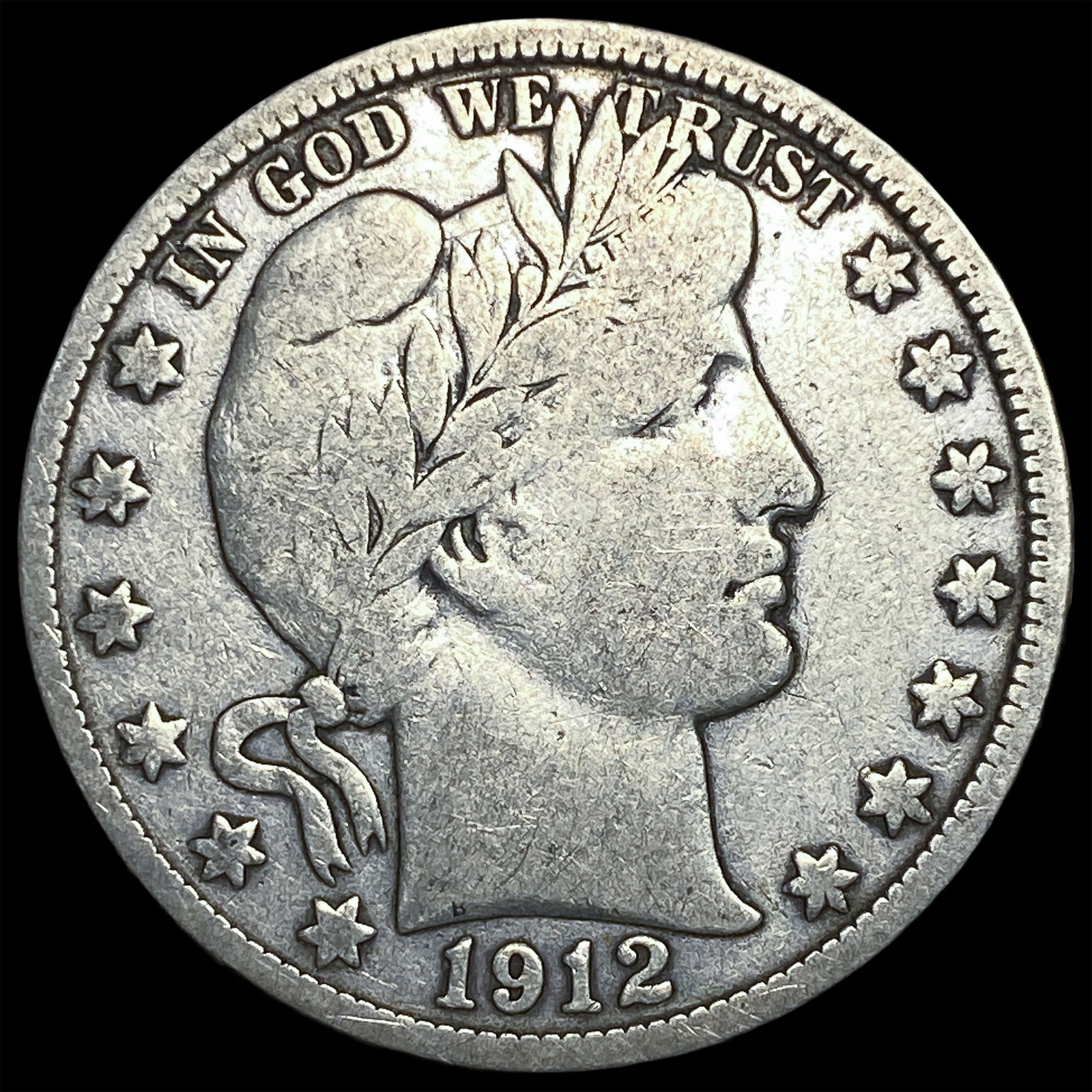 1912-D Silver Barber Half Dollar LIGHTLY CIRCULATED: 1912-D Silver Barber Half Dollar LIGHTLY CIRCULATED
