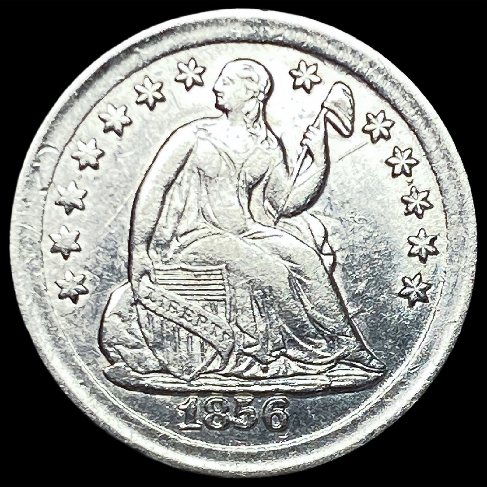1856 Seated Liberty Silver Half Dime CHOICE AU: 1856 Seated Liberty Silver Half Dime CHOICE AU