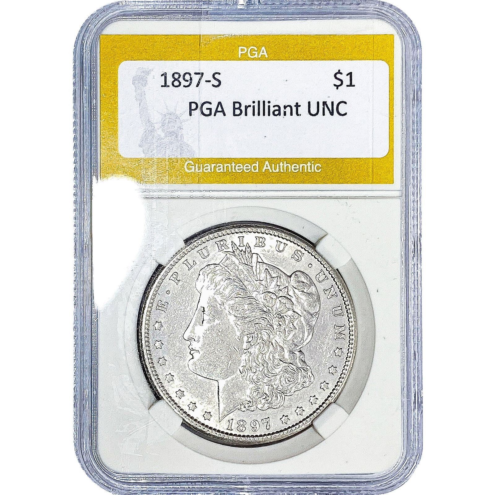 1897-S Morgan Silver Dollar PGA Brilliant UNC: 1897-S Morgan Silver Dollar PGA Brilliant UNC